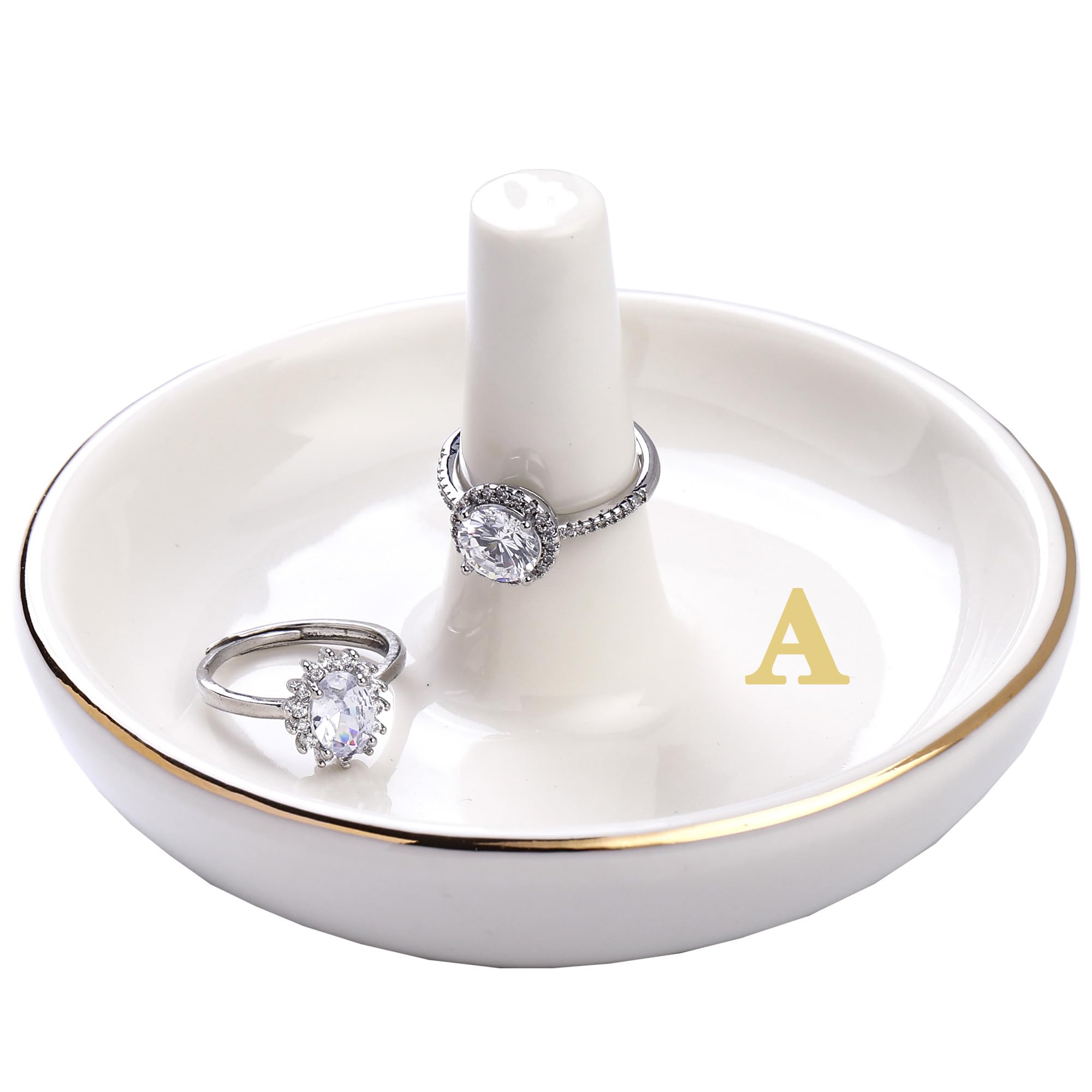 Initial A Wedding Ring Holder Dish - Elegant Gift for Brides & Bridesmaids | Perfect for Engagement & Room Decor