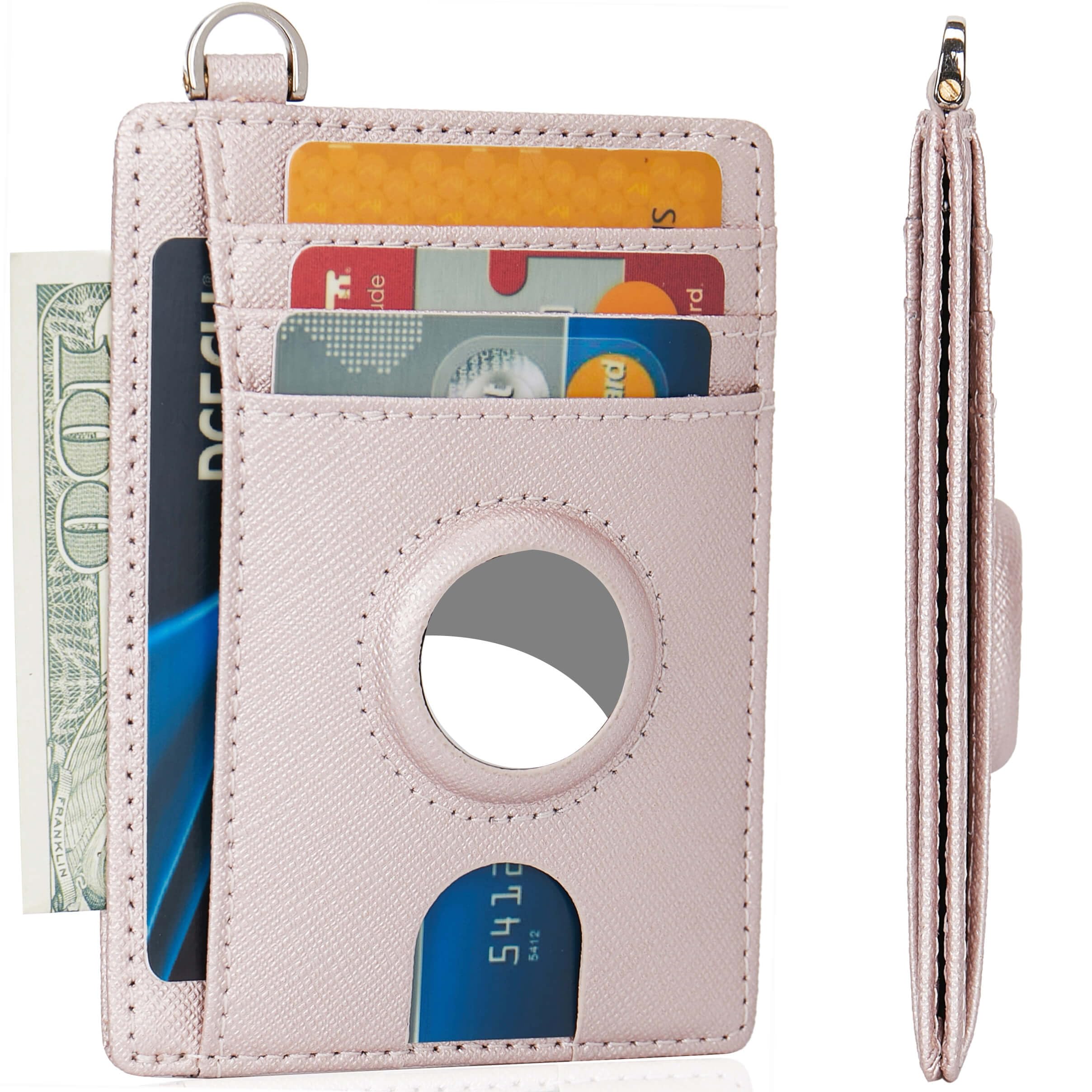 LinsCraft Slim Minimalist AirTag Card Wallet for Men & Women - Small Leather Front Pocket Wallet with AirTag Holder, RFID Blocking, Credit Card Holder - Perfect for Travel, Daily Use & Secure Storage