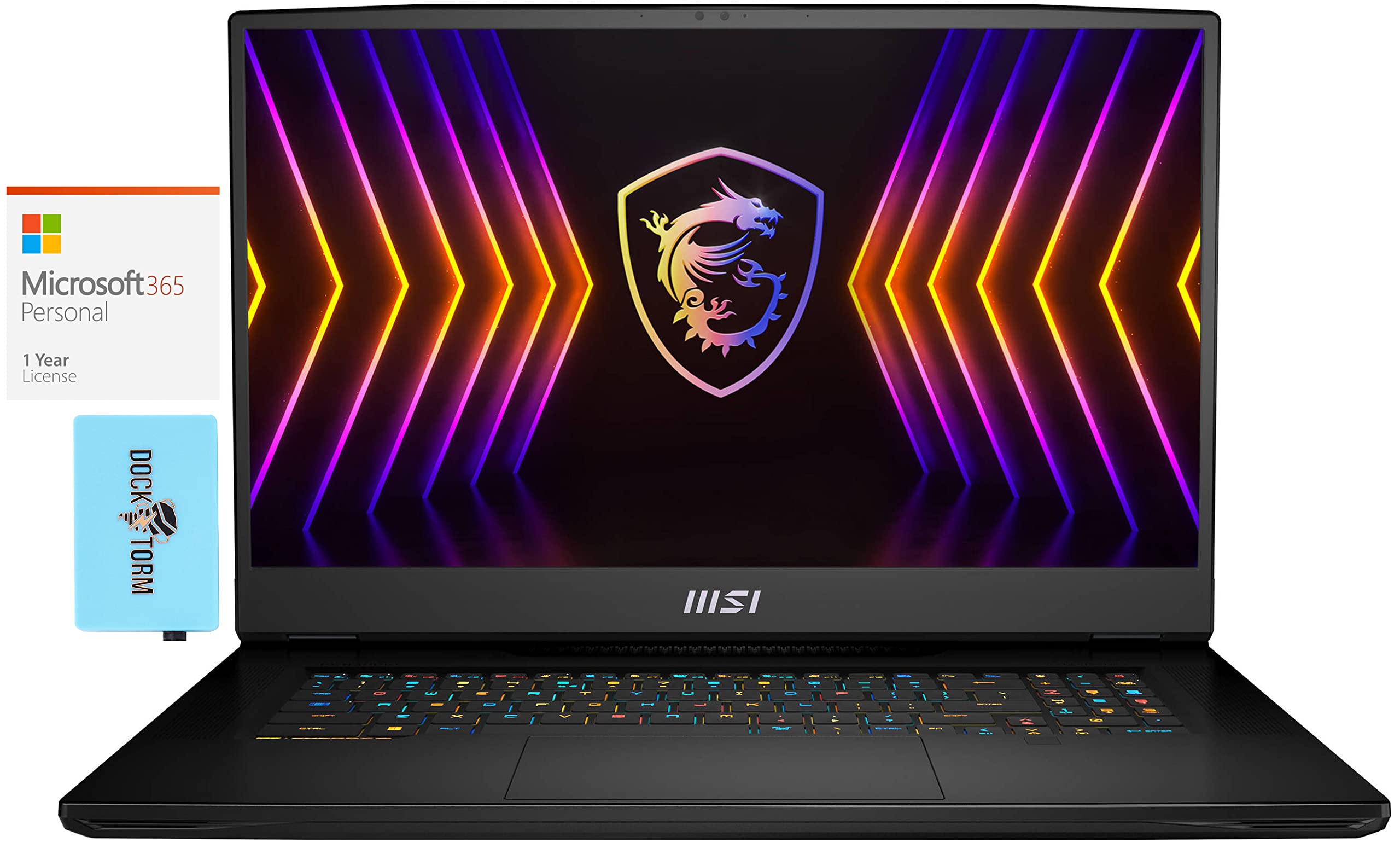 MSI Titan GT77 12UGS Gaming Laptop - Intel Core i7-12800HX 16-Core Processor, 64GB DDR5 RAM, 2x8TB PCIe SSD RAID 1 (8TB Storage), Windows 11 Pro - Includes Microsoft 365 Personal & USB Hub - Perfect for High-End Gaming, Video Editing & Professional Workstations
