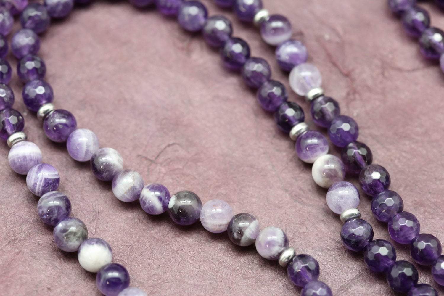 Natural Amethyst Chakra Healing Mala Beads - Meditation, Yoga & Spiritual Energy Balancing Jewelry for Stress Relief & Positive Vibes