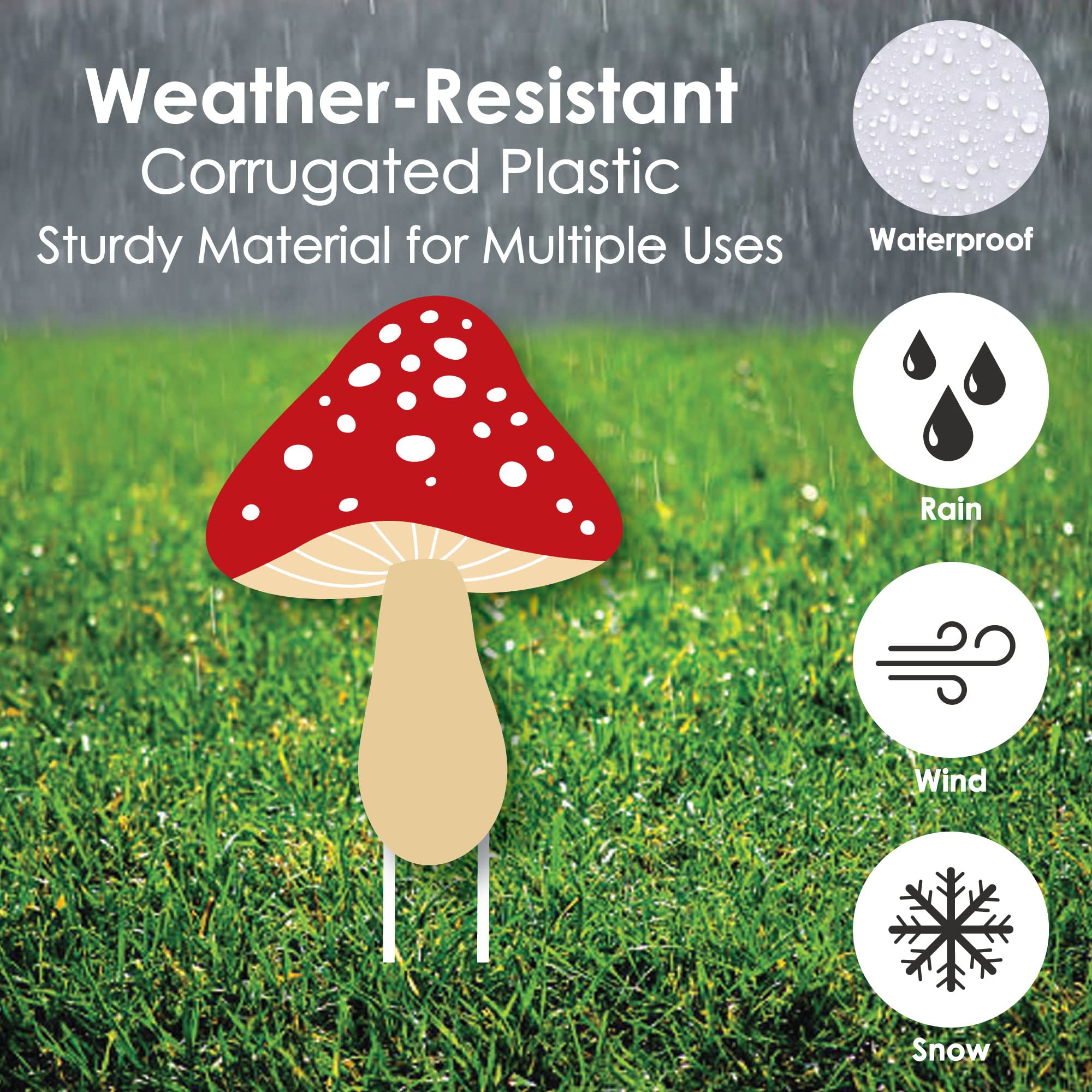 Big Dot of Happiness Wild Mushroom Decor Set - 10-Piece Outdoor Red Toadstool Lawn & Garden Decorations for Parties, Fairy Gardens, and Backyard Landscaping | Waterproof Yard Ornaments for Spring, Summer & Fall
