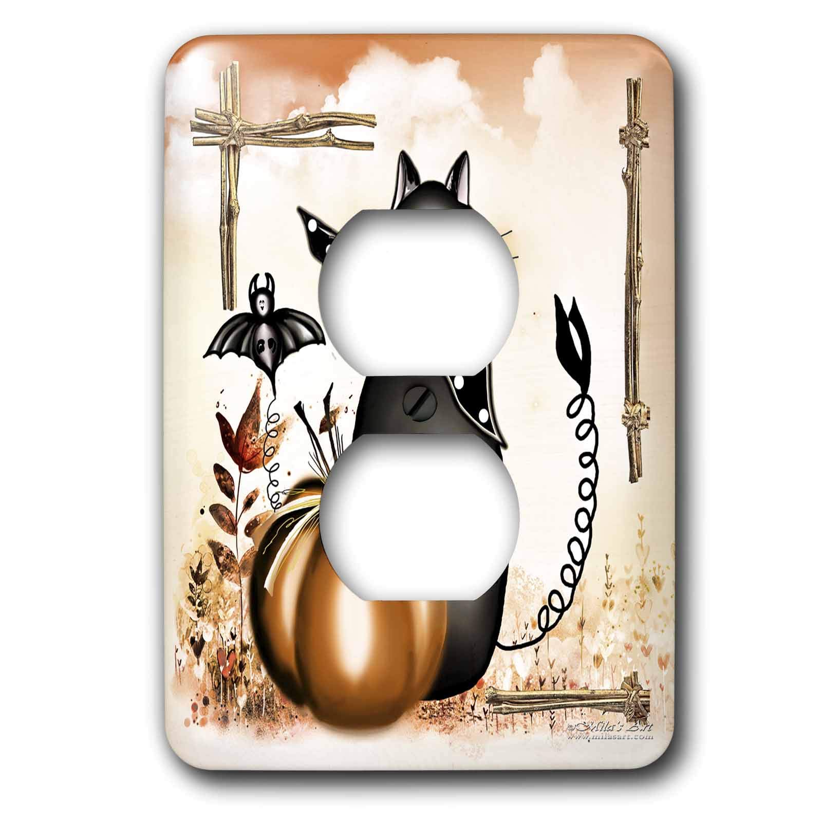 3dRose Halloween Cat 2 Plug Outlet Cover - Spooky Decor for Home, Office & Party (lsp_4422_6) | Perfect for Halloween Decorations & Electrical Safety
