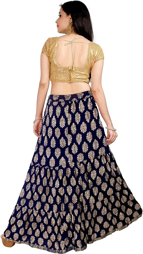 Chandrakala Women's Flowy Long A-Line Maxi Skirt - Casual Beach Party Holiday Skirt (S114-P) | Perfect for Summer Vacations, Boho Outfits & Festive Occasions