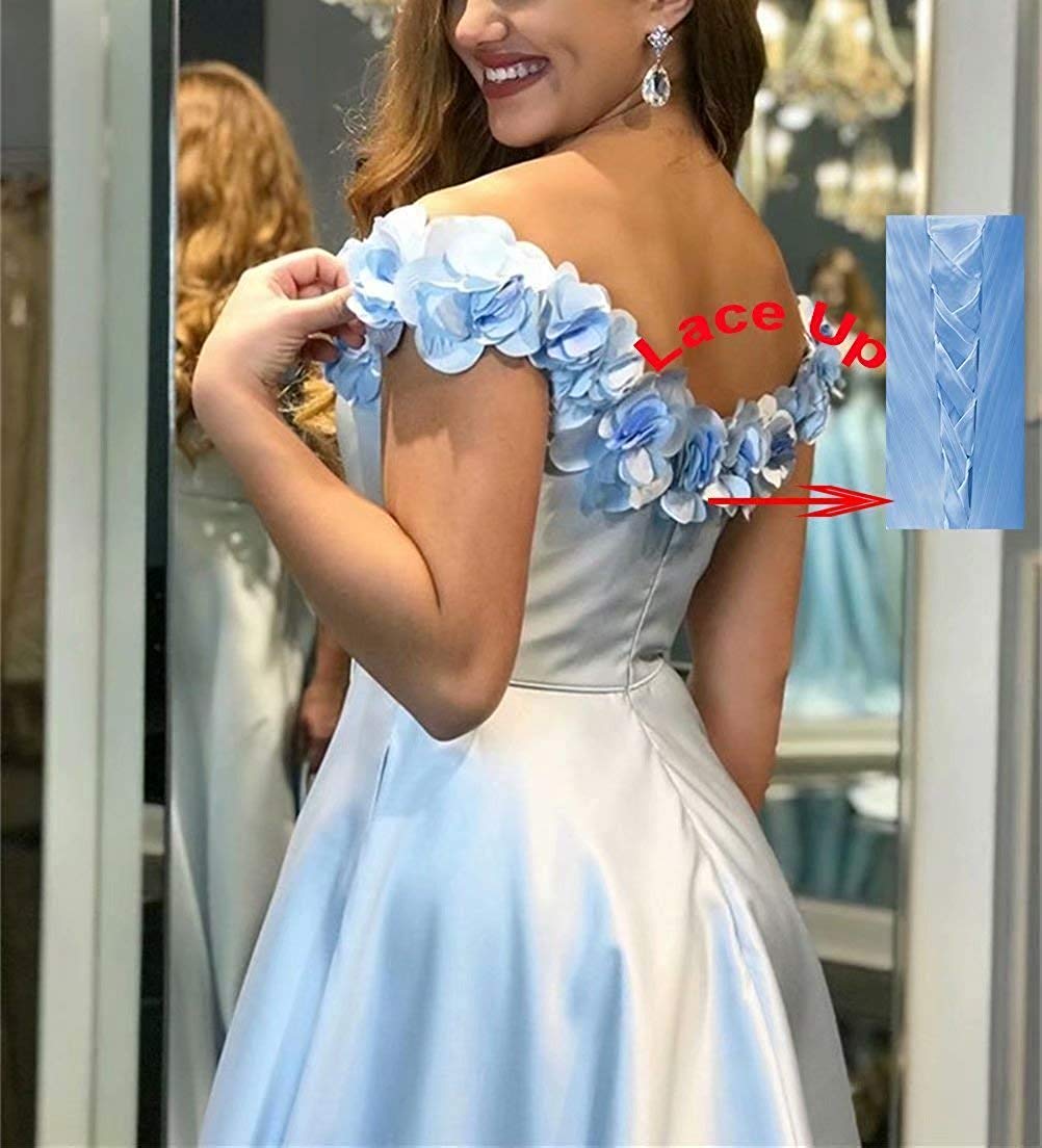 Elegant Floral A-Line Off-The-Shoulder Satin Prom Dress - Long Formal Evening Gown with High Slit in Vibrant Orange | Perfect for Homecoming, Wedding Guest & Special Occasions