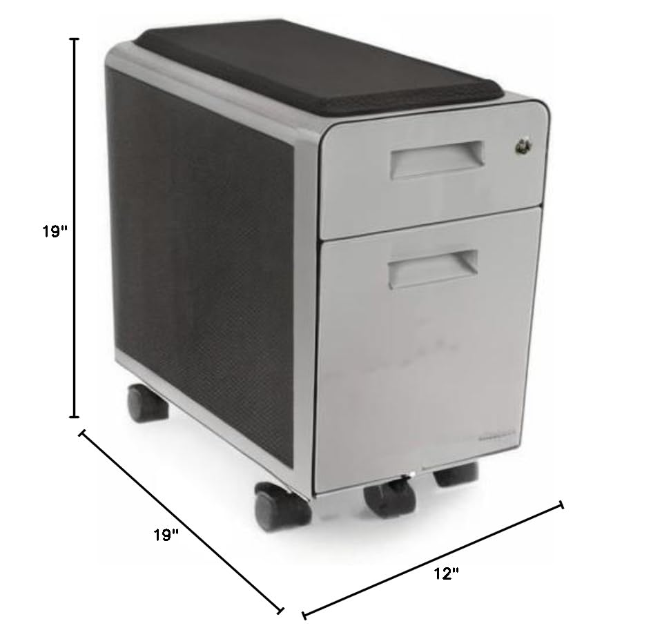 2-Drawer Rolling File Cabinet with Seat - Narrow Office Storage Solution for Small Spaces, Gray - Perfect for Home Office, Study Room & Workspace Organization