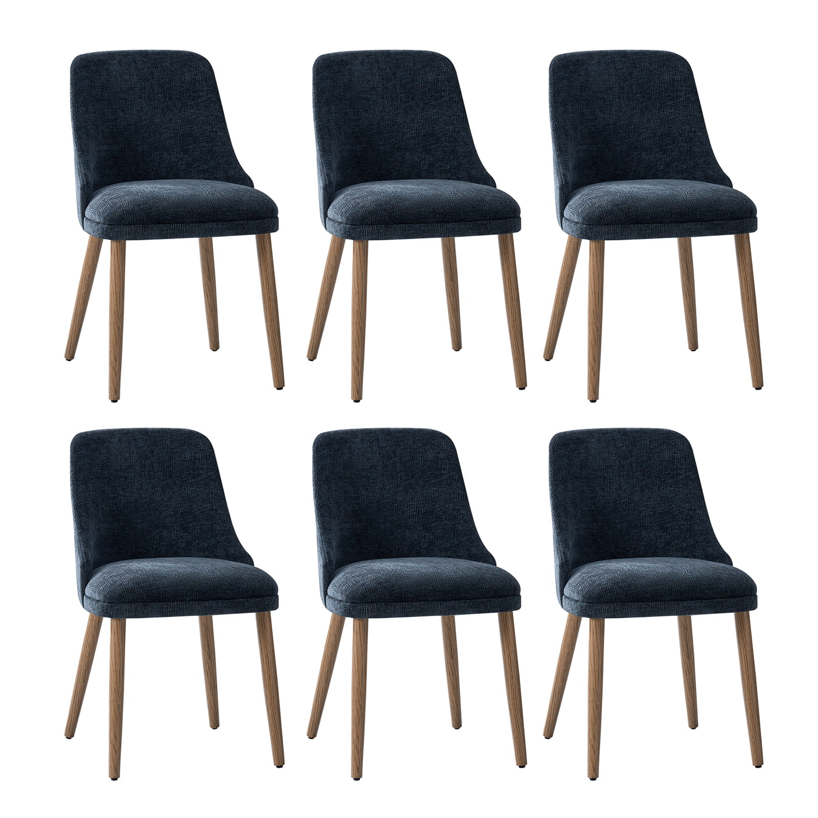 Zara Dining Chairs Set of 2/4/6 - Modern Curved Backrest with Natural Wood Legs & Plush Cushion - Perfect for Kitchen, Dining Room, or Breakfast Nook