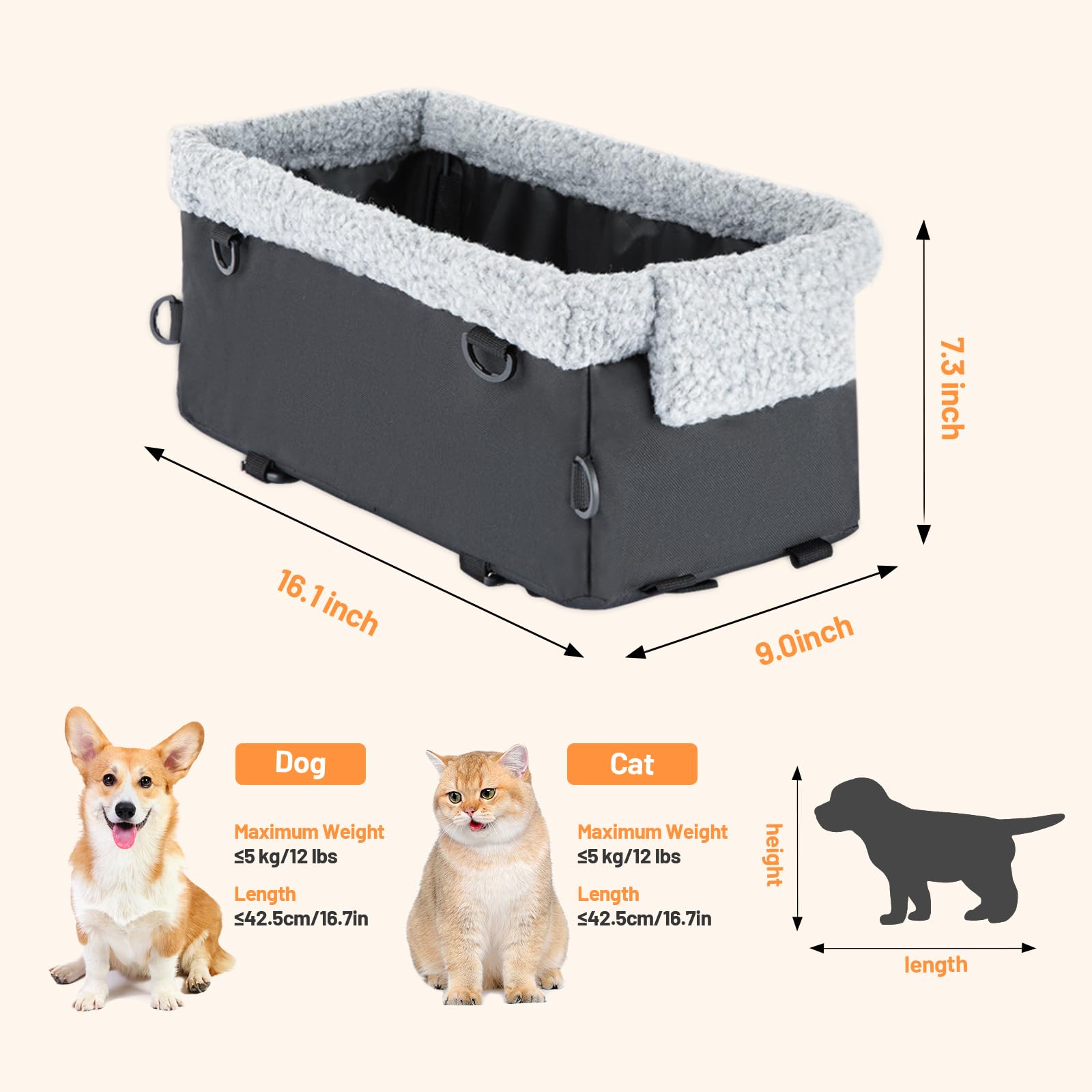 Small Dog Car Seat with Metal Frame - Raised Pet Booster Seat for Puppies & Cats | Safe Travel for Small Pets in Cars, SUVs & Road Trips