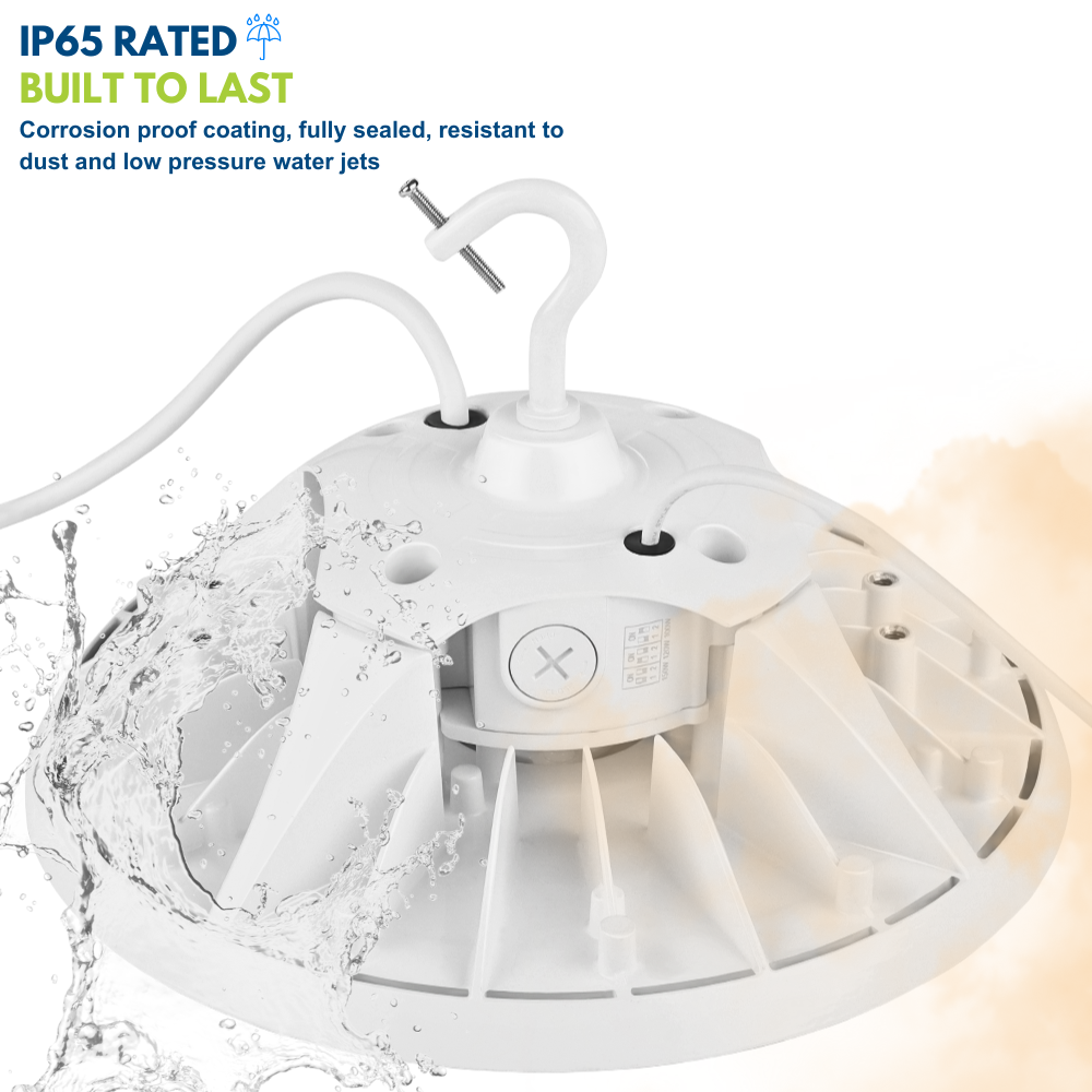 MAX UFO LED Bay Light 150W - 3 Watts Selectable, 23,550LM, 5000K Daylight White, 400W Equivalent - Energy Efficient Warehouse & Workshop Lighting for Industrial Spaces