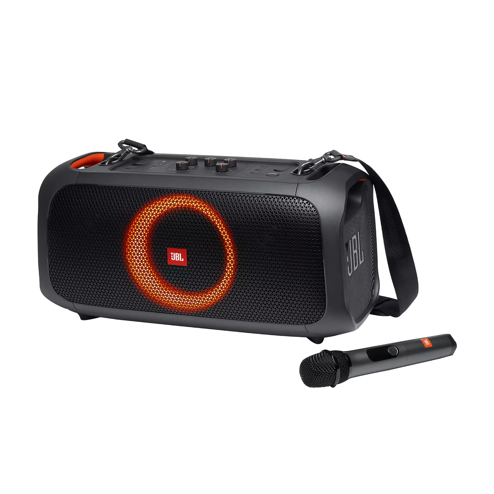 JBL Party Box On The Go Portable Bluetooth Speaker with Built-in LED Lights & Wireless Mic - Perfect for Outdoor Parties, Beach Gatherings & Home Karaoke Nights
