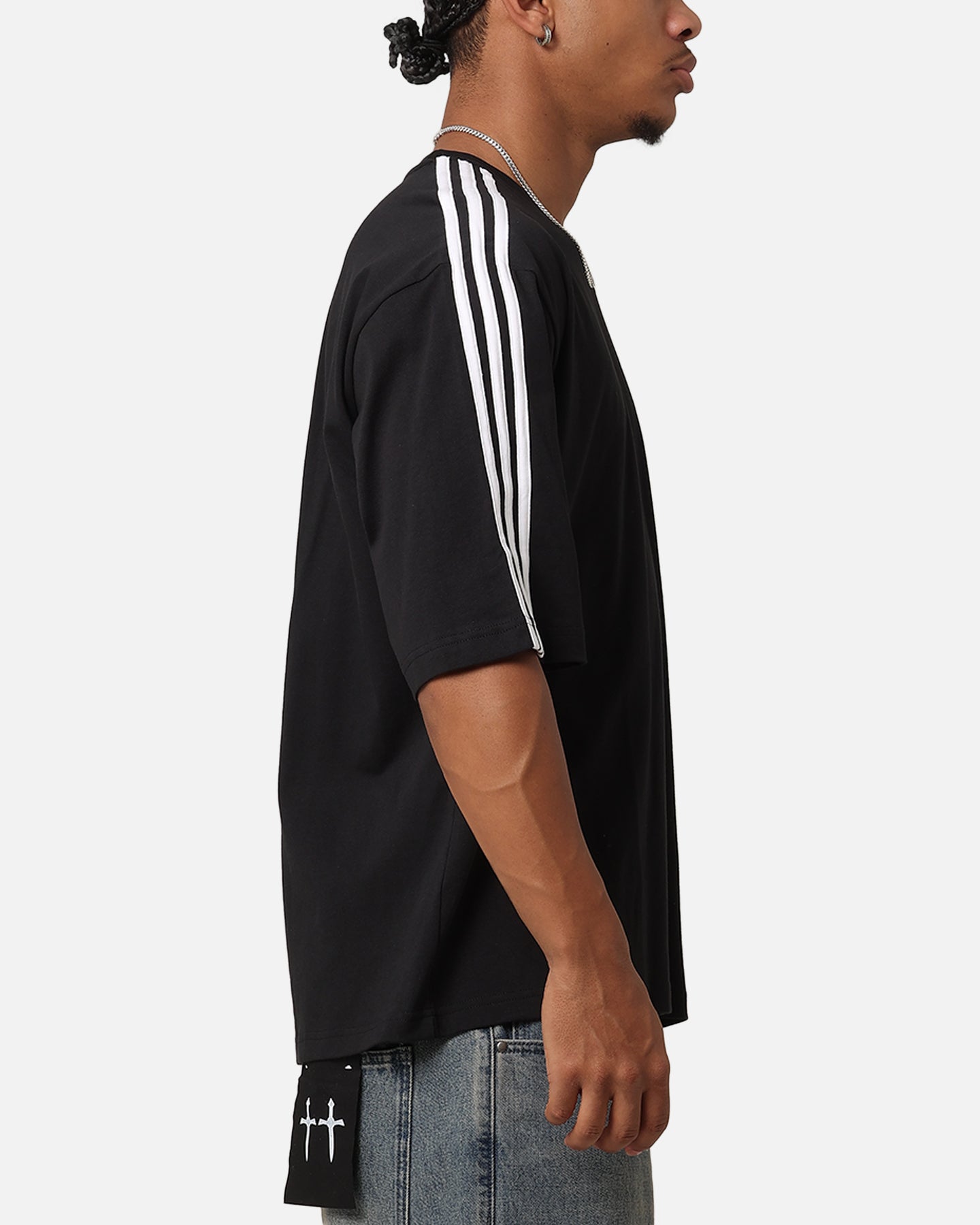 Adidas Oversized T-Shirt for Men - Black Cotton Casual Tee for Streetwear & Everyday Comfort