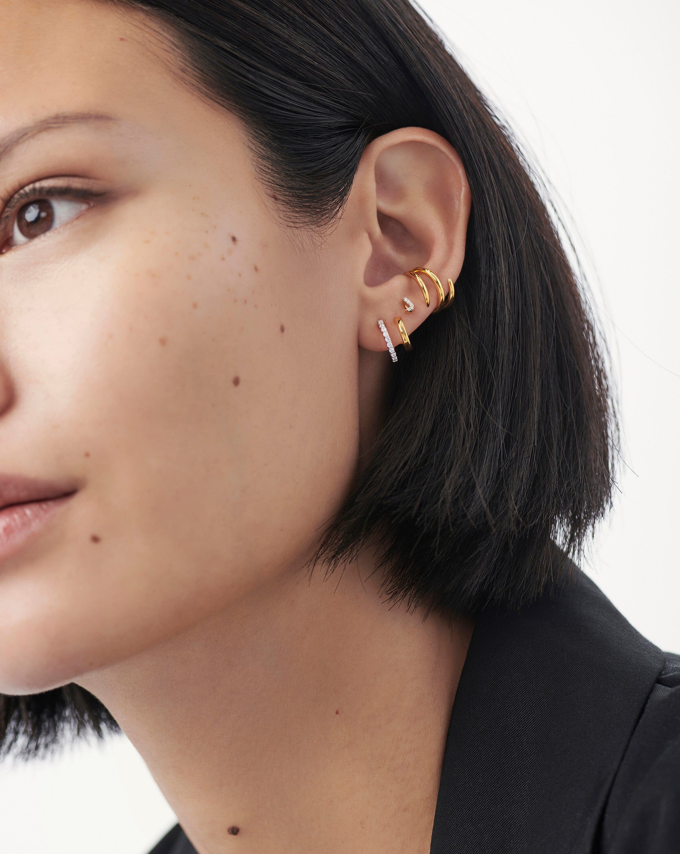 Pave Initial Single Stud Earring - Personalized Initial J - 18k Gold Vermeil & Cubic Zirconia - Elegant Gift for Women, Birthday, Anniversary, Valentine's Day