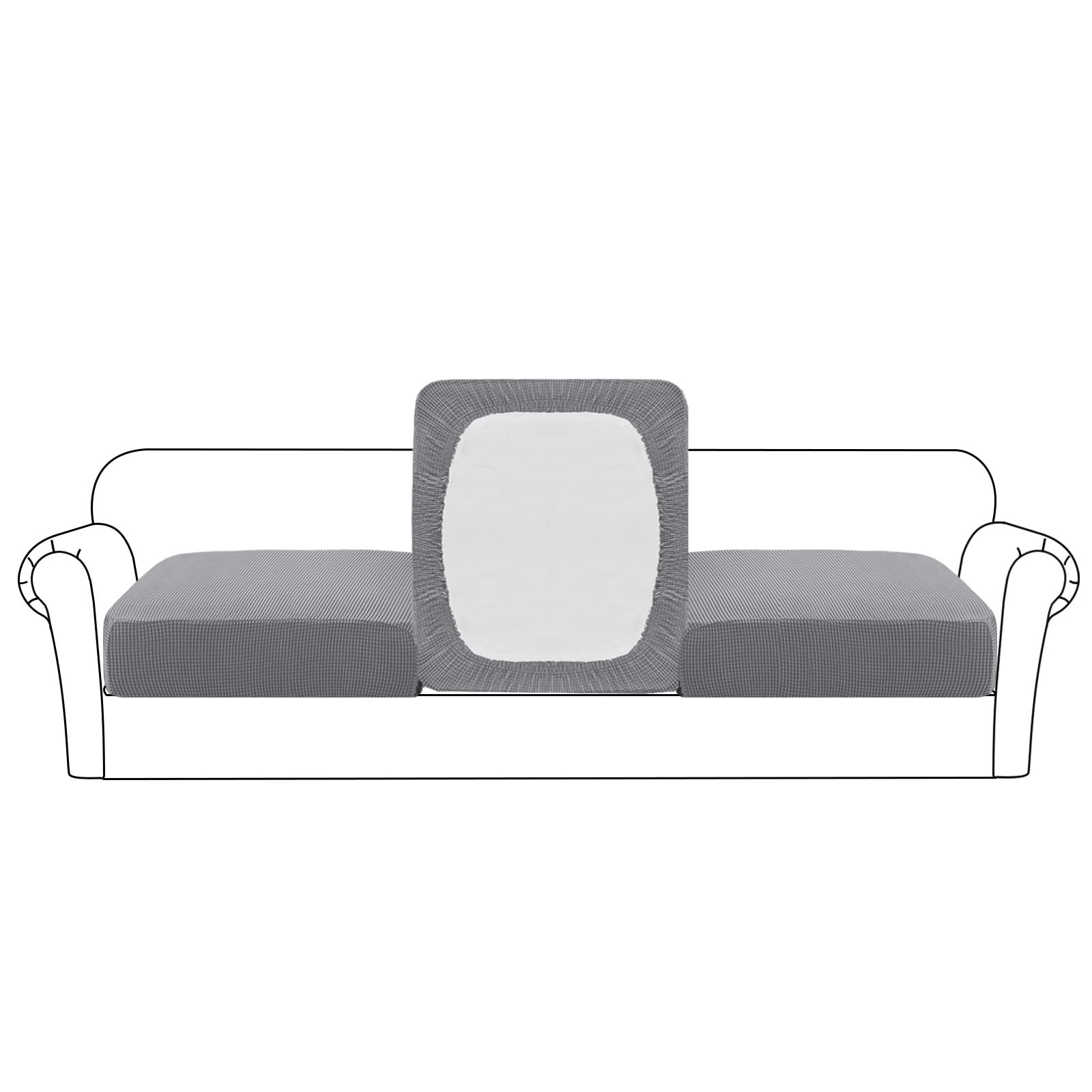 Premium Flamingo Print High-Stretch Sofa Cushion Covers - 3-Piece Set with Elastic Bottom (Dove Gray) - Soft, Flexible Furniture Protectors for Living Room, Sectional, Loveseat & Recliner