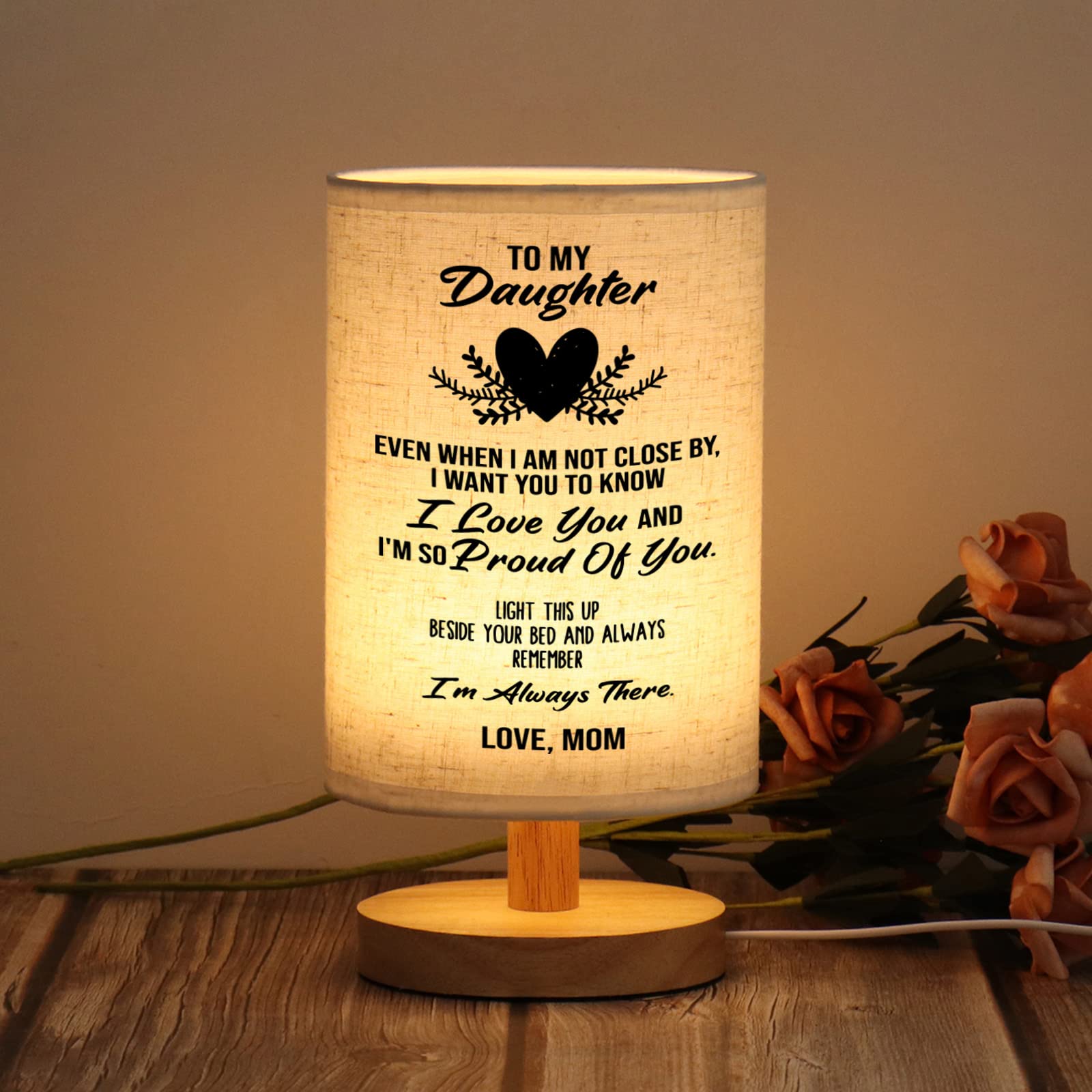 WSYEAR Daughter Gifts from Mom - Heartwarming Table Lamp for Daughter's Birthday, Mother's Day, Anniversary & Wedding | Thoughtful Gift Ideas for Special Occasions | Perfect for Bedroom, Nursery & Dorm Decor