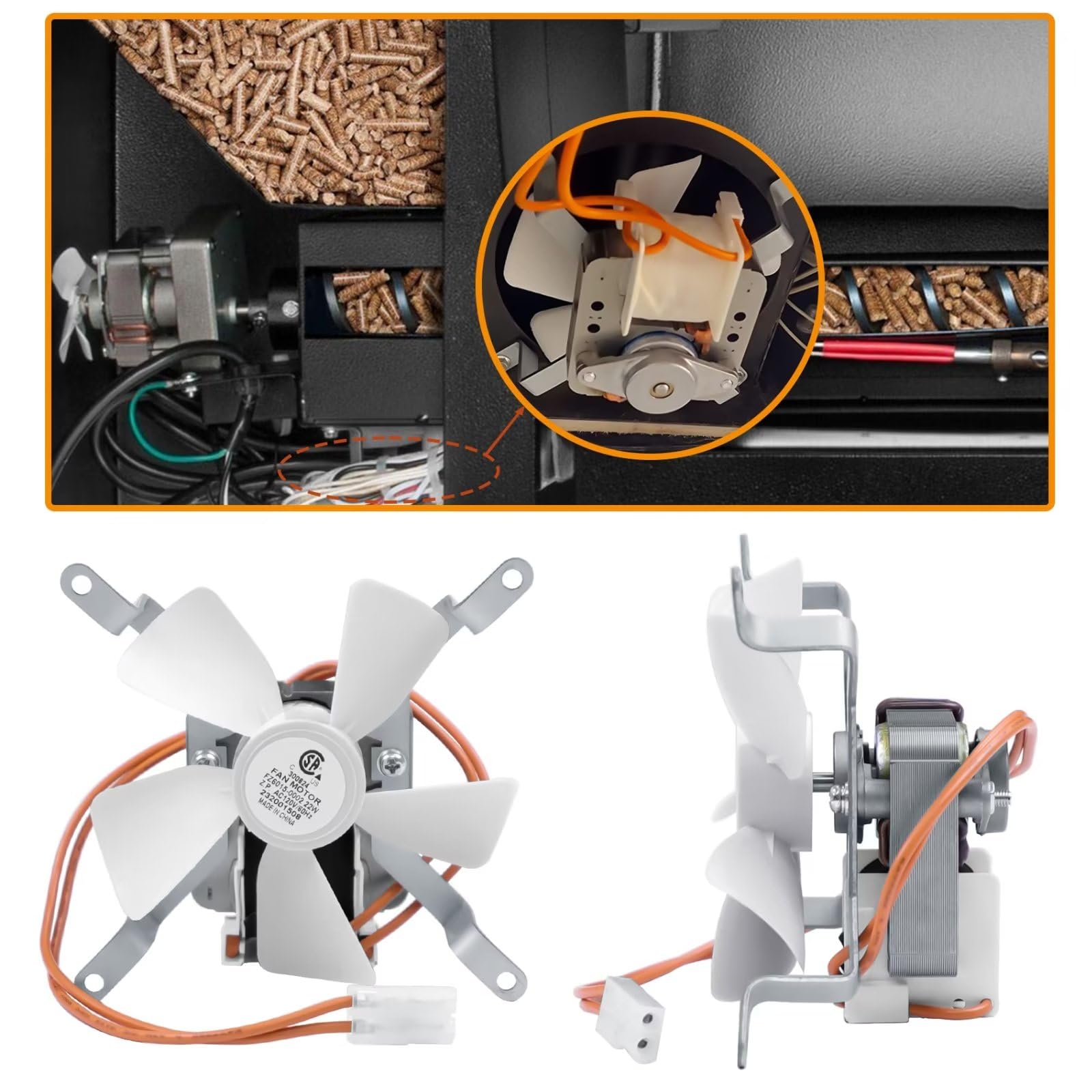 Upgraded AC120V 60Hz Grill Induction Fan Replacement Kit for Pit Boss, Traeger, Camp Chef & Z Grills Pellet Smokers - High Performance Combustion Fan Part for Wood Pellet Grills (Perfect for Backyard BBQs, Camping & Outdoor Cooking)