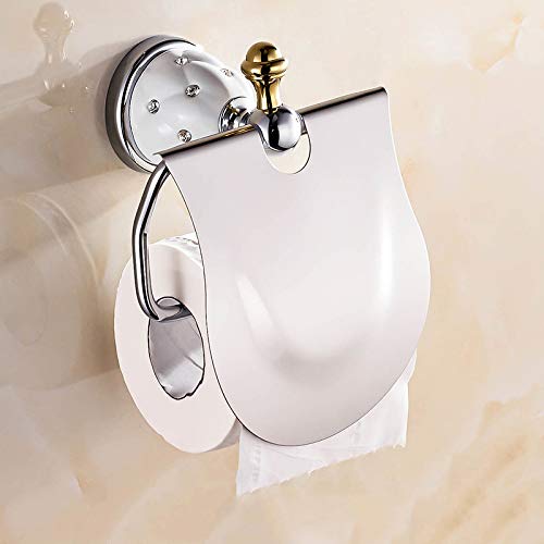 Gold Toilet Paper Holder with Diamond Roll - Solid Brass Bathroom Tissue Hanger for Luxury Home & Hotel Decor - Perfect for Modern Bathrooms & Powder Rooms