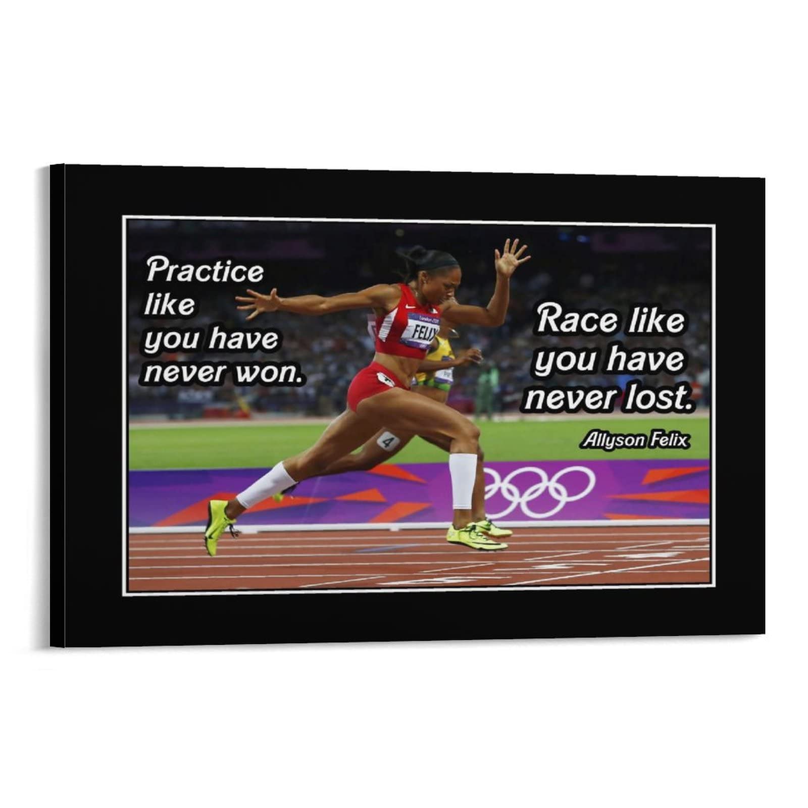 MASU Allyson Felix 'Practice' Motivational Posters - HD Printed Canvas Wall Art for Home & Office Decor, 12x18 Inches (30x45cm) - Perfect for Gym, Bedroom, Living Room & Office Inspiration
