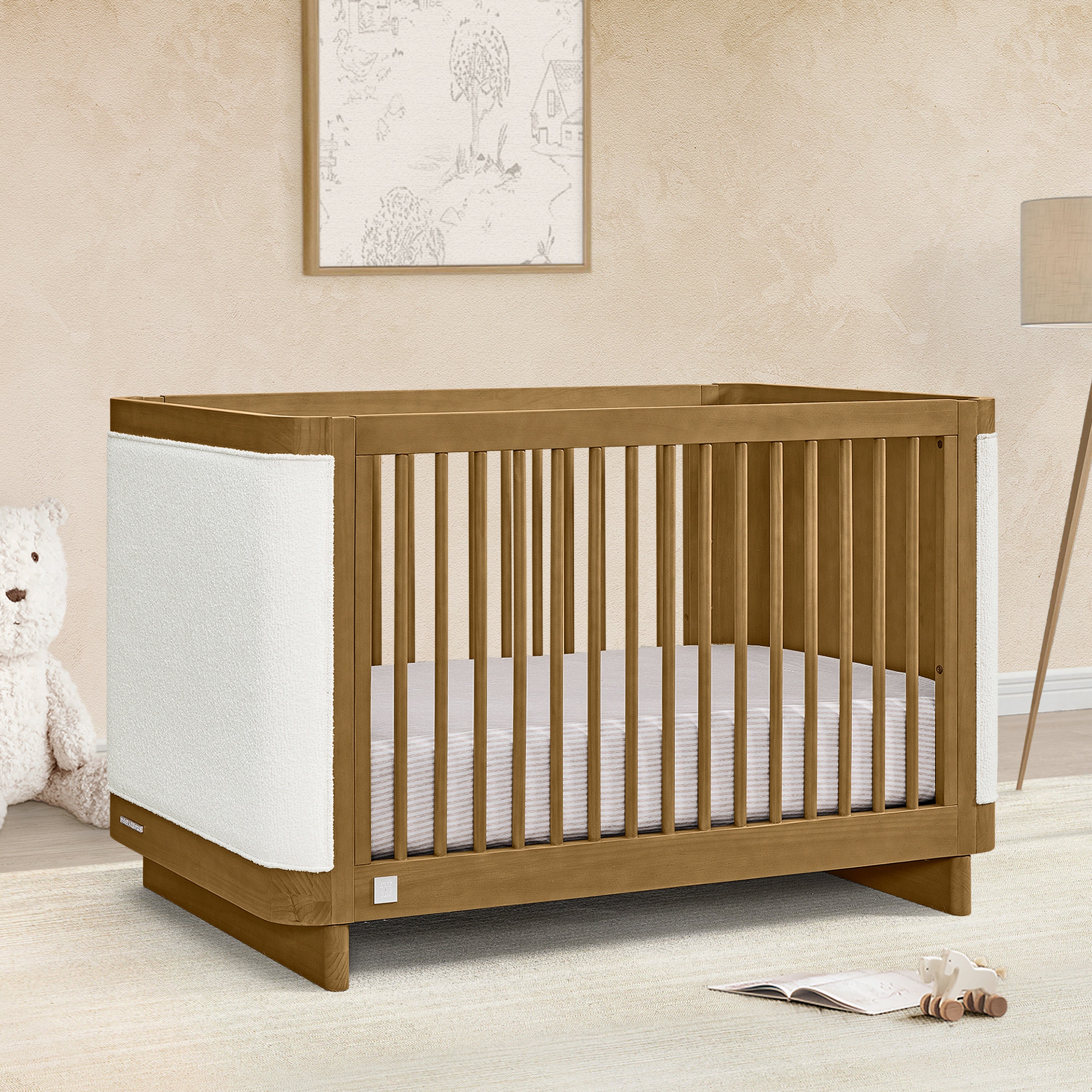Callie 4-in-1 Convertible Upholstered Baby Crib with Toddler Bed Conversion - Modern Nursery Furniture for Newborns to Kids | Perfect for Small Spaces & Shared Rooms