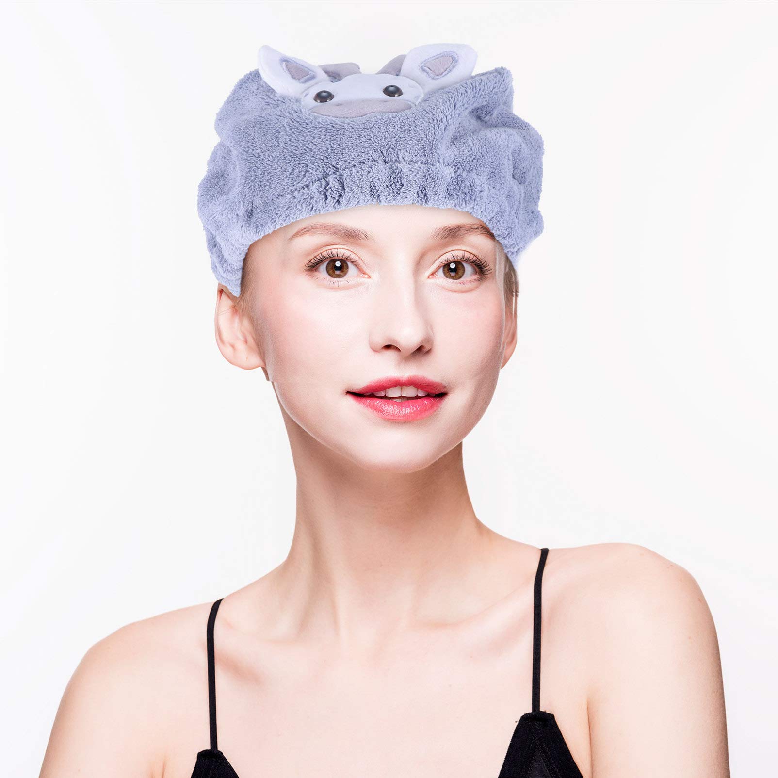 Beaupretty Microfiber Hair Towel Wrap - Super Absorbent Quick Dry Hair Turban for Women & Girls, Soft Hair Drying Cap for Shower, Bath & Salon Use (Grey)