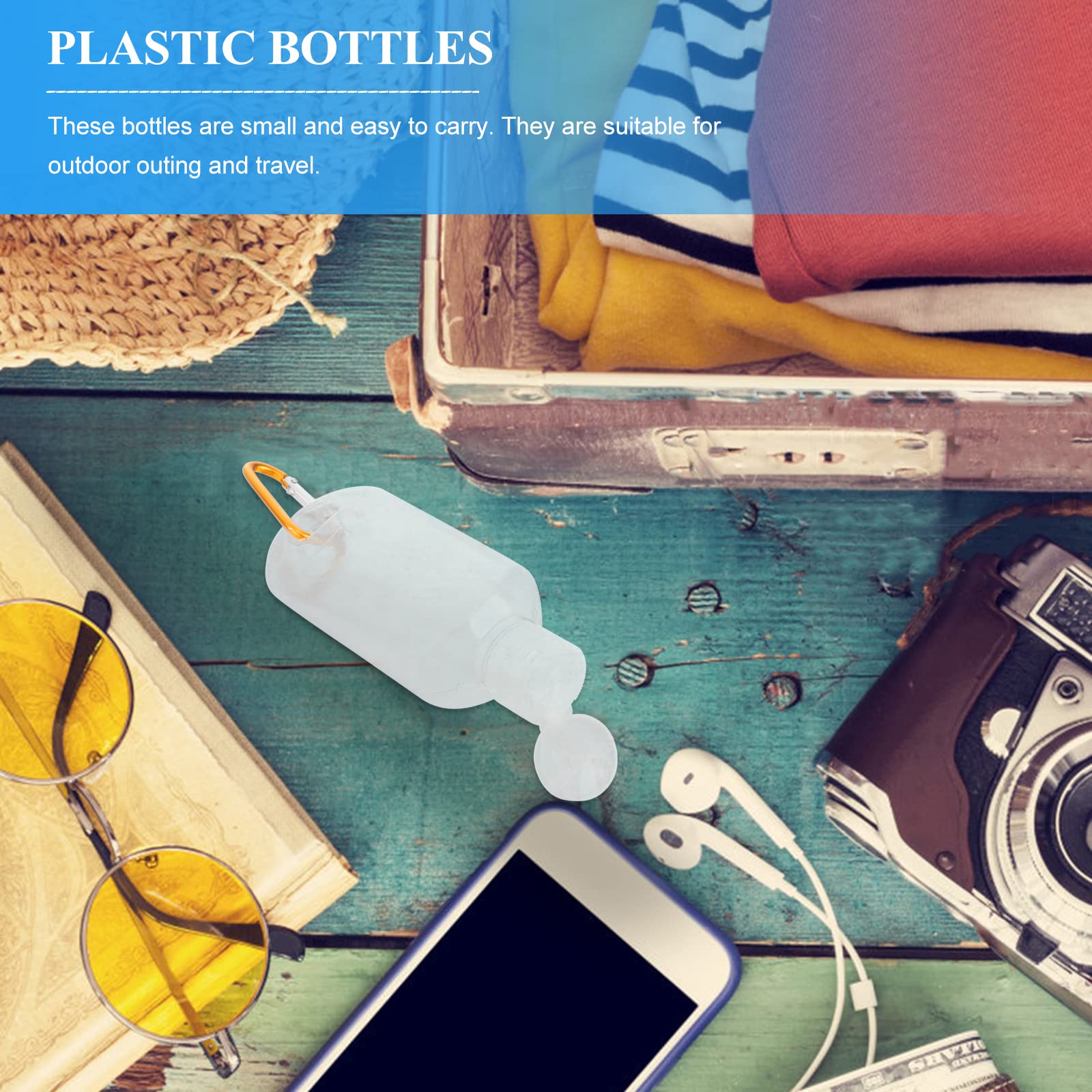 16pcs Travel-Sized 60ml Clear Plastic Keychain Bottles - Leakproof Squeeze Containers with Flip Cap for Cosmetics, Toiletries & Liquids - Perfect for TSA-Compliant Travel, Gym Essentials & On-The-Go Organization