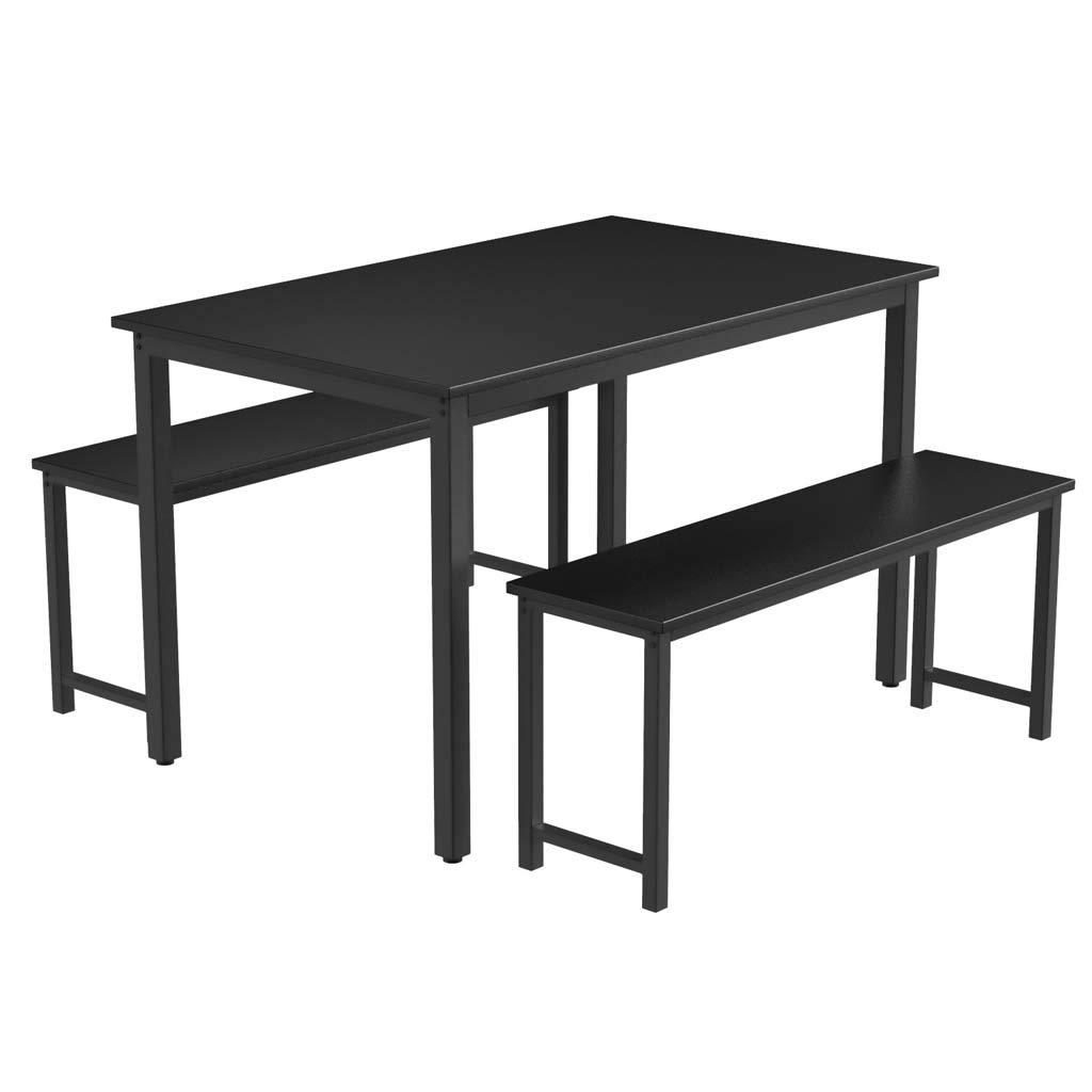 LTFS 3-Piece Dining Set with Metal Frame & MDF Table - Modern Kitchen Dining Room Table with 2 Benches - Perfect for Small Space, Apartment, Breakfast Nook & Family Gatherings