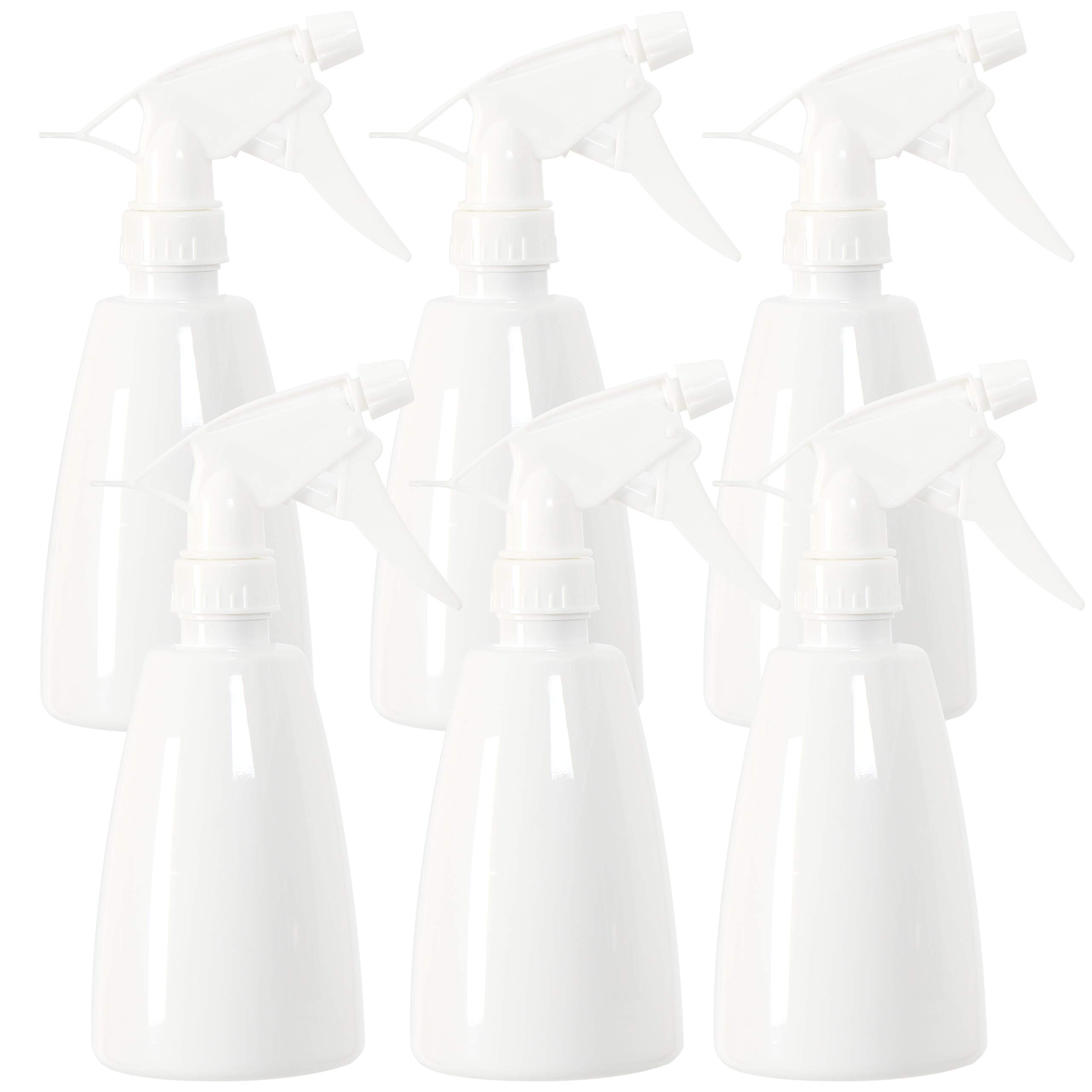 Youngever 6 Pack 12oz Empty Plastic Spray Bottles - White Refillable Spray Bottles for Hair Care, Cleaning Solutions & DIY Projects | Perfect for Salon, Home Cleaning & Gardening Use