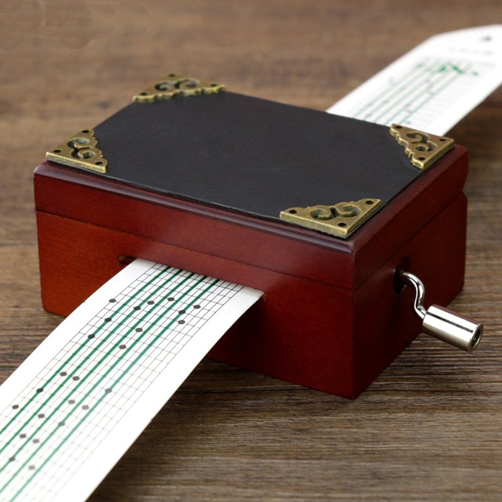 Vintage Wood 15-Note Hand Crank Music Box - Perfect Gift for Weddings & Anniversaries