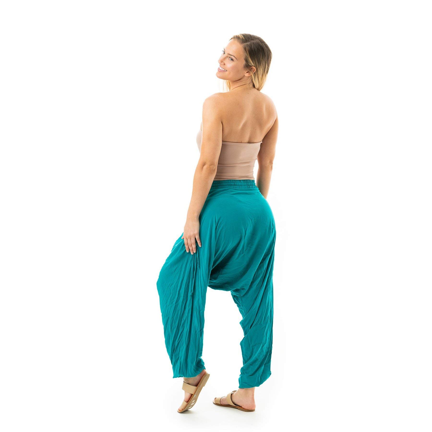 Boho Harem Pants for Women - Loose Lightweight Cotton Summer Pants with Pockets - Casual Beach Yoga Lounge Pants for Travel & Vacation Wear