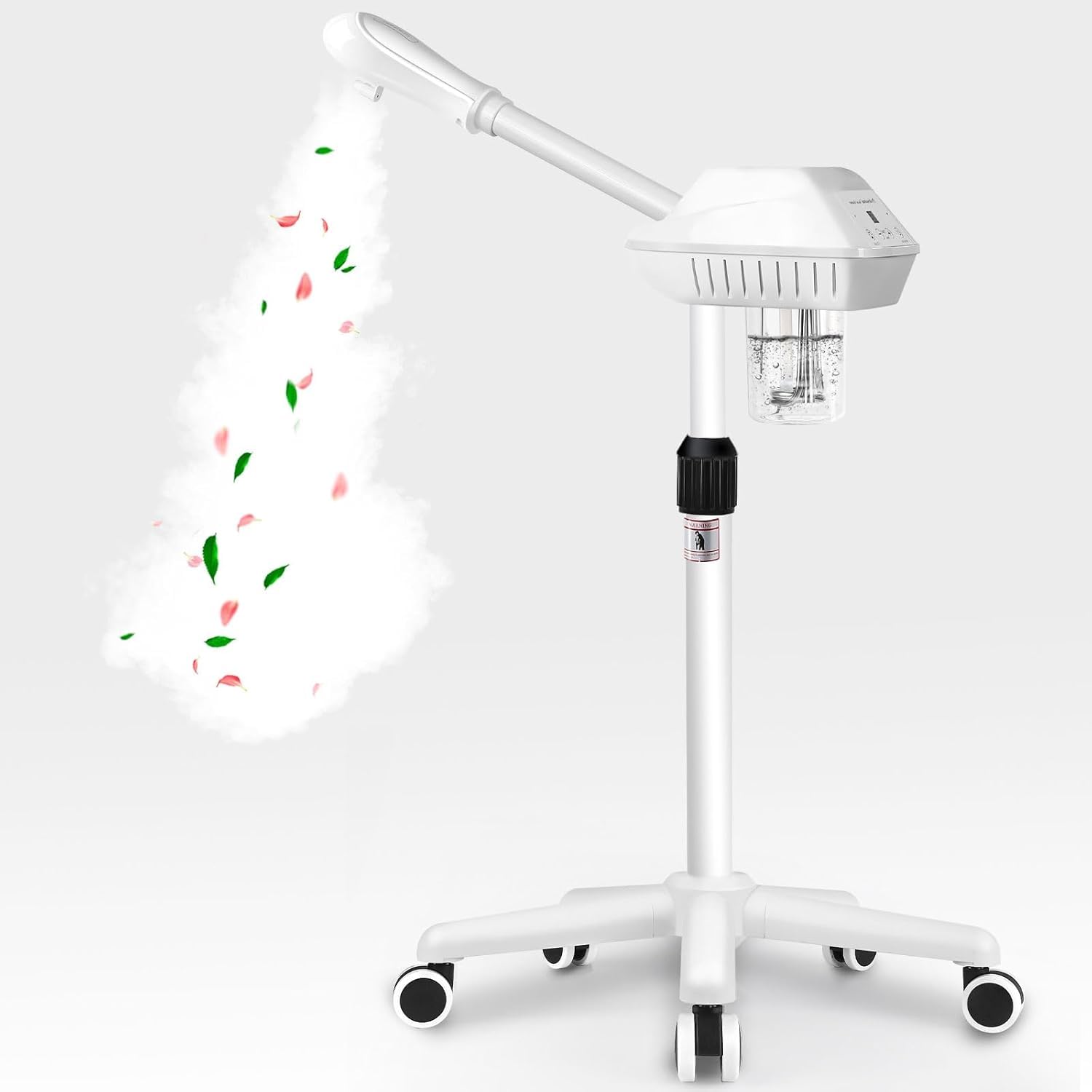 Professional Facial Steamer with Ozone & Wheels - Adjustable Height & Angle Esthetician Steamer for Spa & Home Use | Hot Mist Humidifier for Deep Cleansing & Skin Hydration | Perfect for Facial Treatments, Relaxation & Beauty Routines