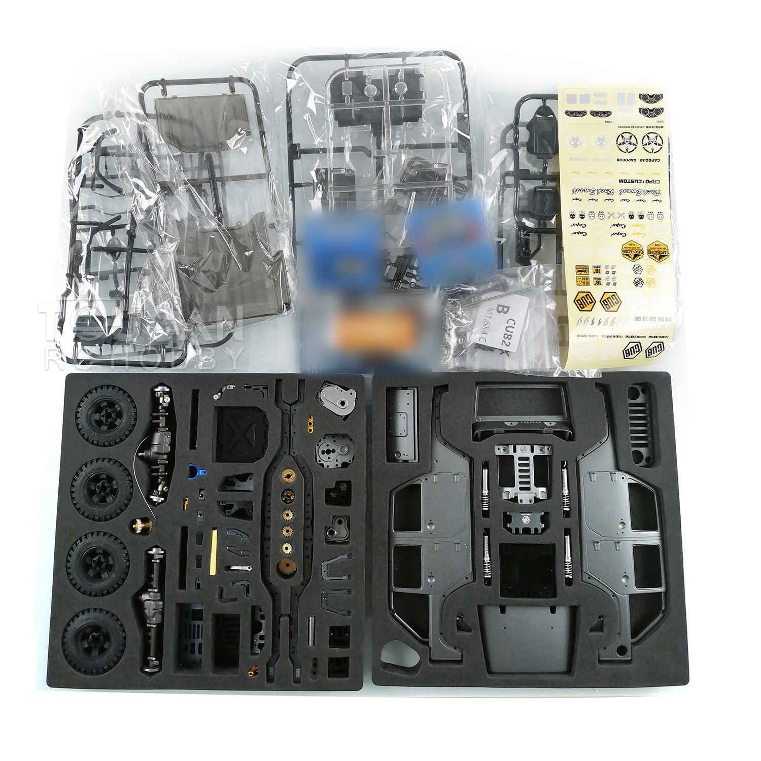1/18 CAPO CUB2 JK DIY RC Crawler Car Kit - Unassembled Plastic Cabin Shell with Metal Chassis & 2-Speed Gearbox Differential - Off-Road Adventure, Rock Crawling, RC Hobby Enthusiasts