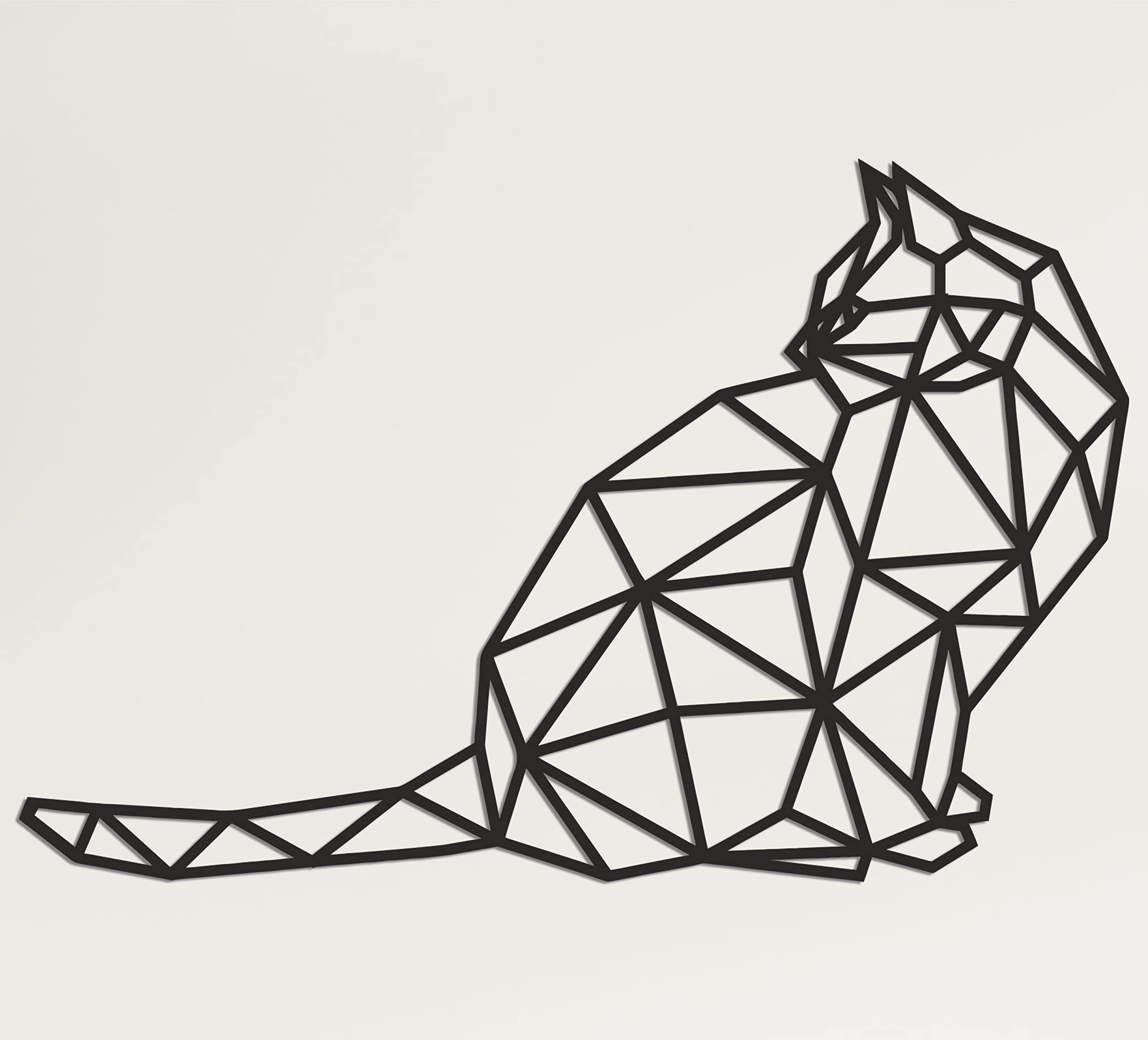 Stylish Geometric Metal Cat Wall Art - Modern Home Decor for Living Room, Bedroom & Office - 30