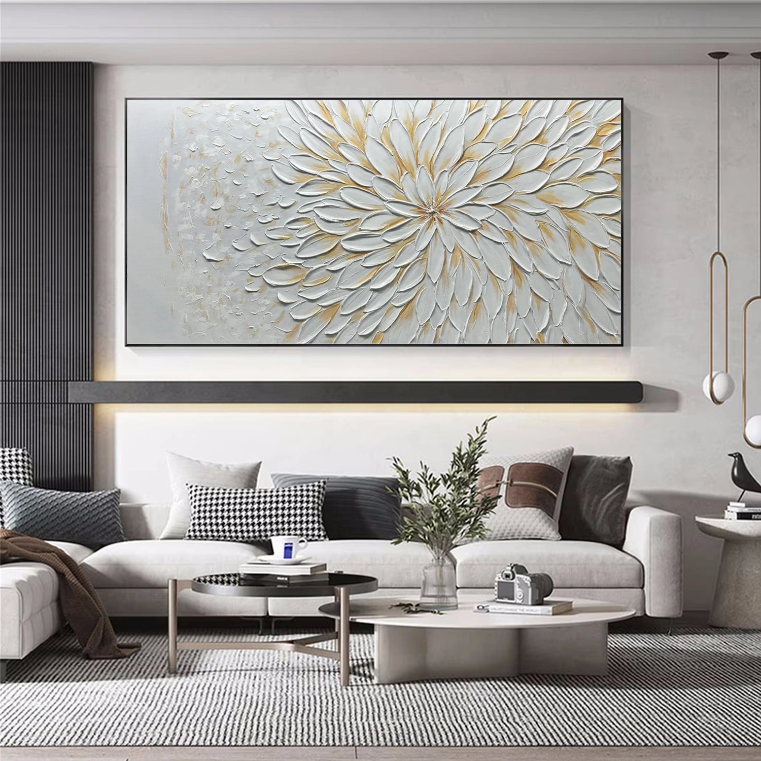 Beautiful Flower and Tree Painting #FT200 - Handmade Canvas Art for Home Decor, Living Room, Bedroom & Office Wall