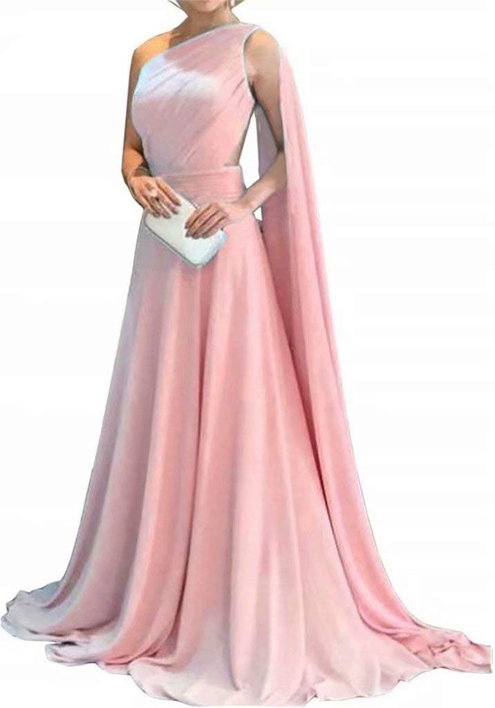 Elegant One-Shoulder Chiffon Evening Gown for Women - Mother of The Bride/Groom & Wedding Guest Formal Dress | Perfect for Weddings, Galas, Prom & Special Occasions