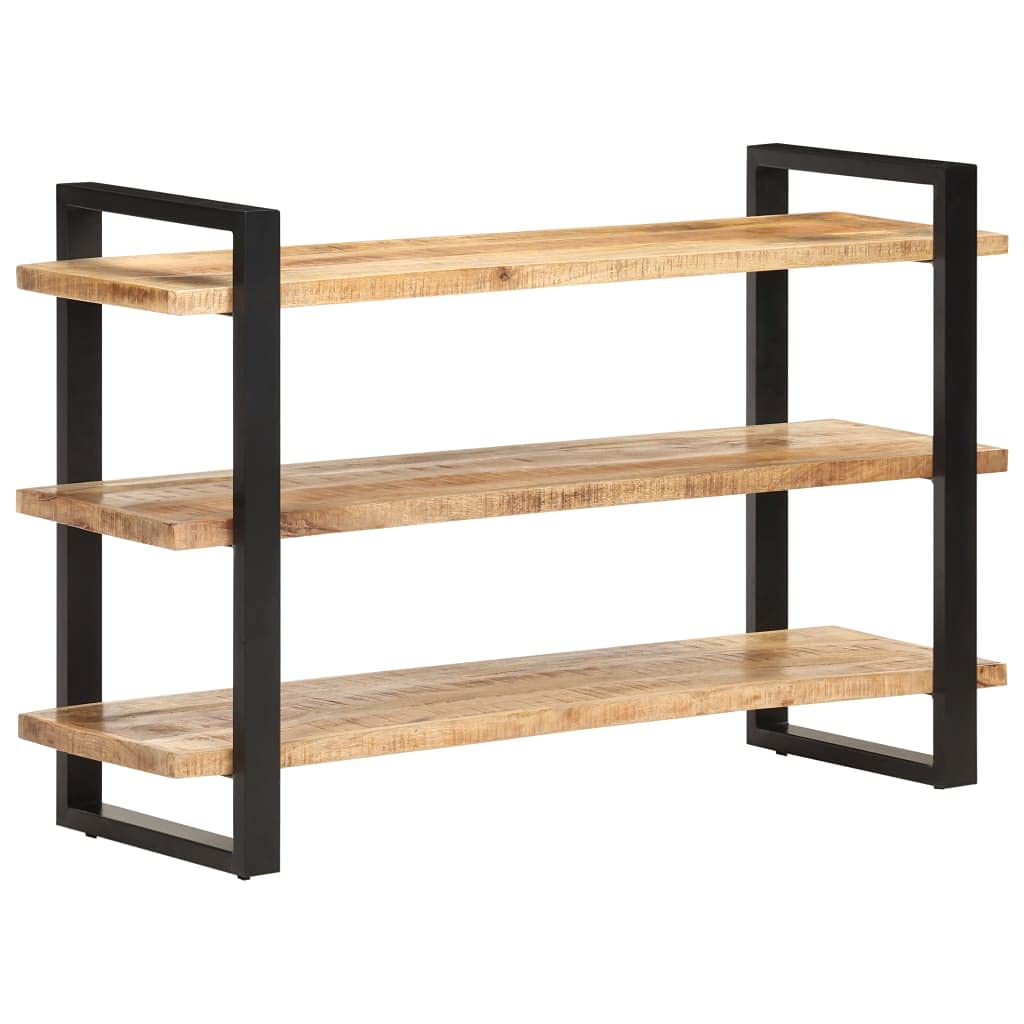 Industrial Console Table - Mango Wood Storage Shelf with 3 Shelves, Kitchen Buffet Sideboard Cabinet for Dining Room, Brown | Perfect for Home Office, Entryway Decor & Plant Display