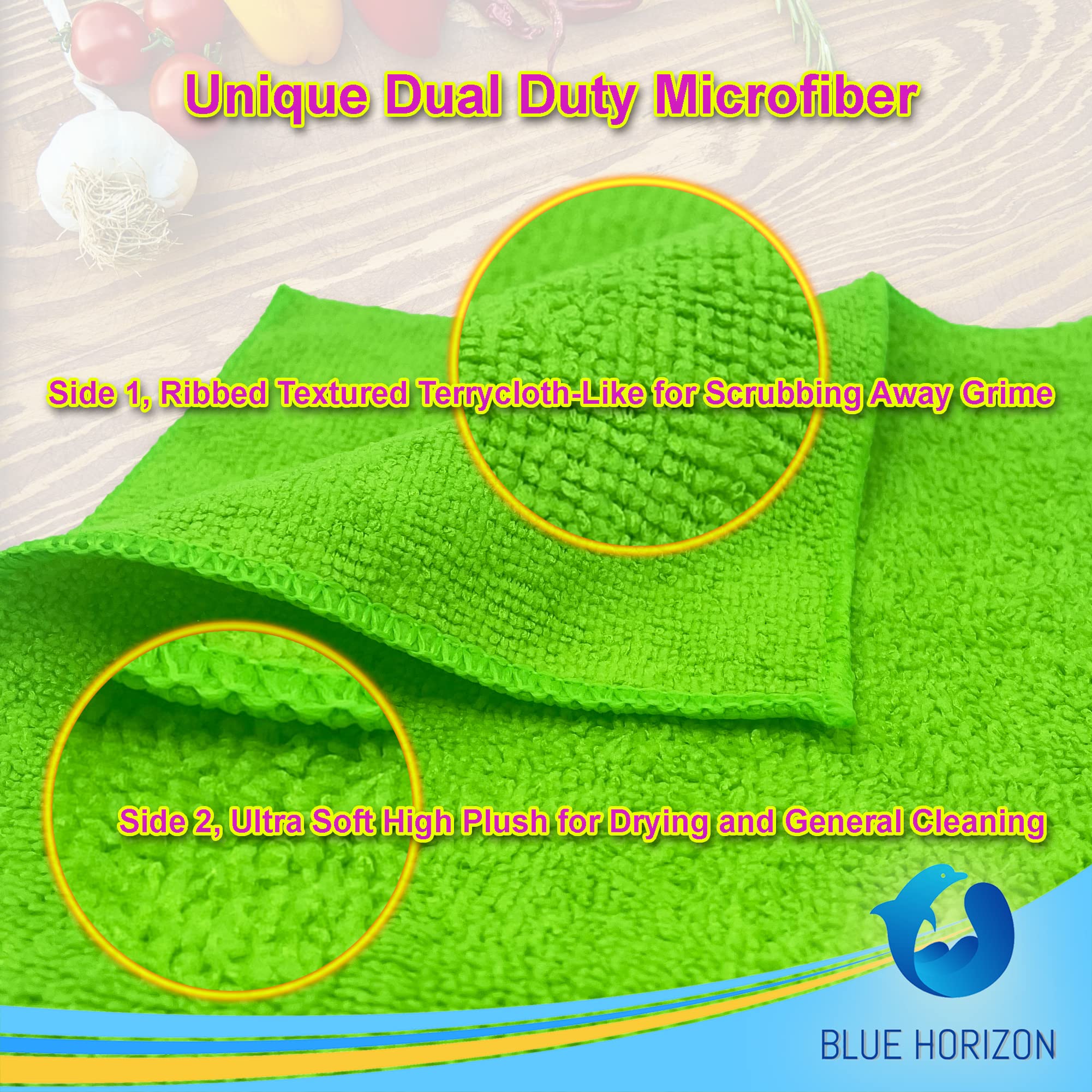 Premium Blue Horizon Microfiber Cleaning Cloths - 36 Pack Ultra Soft Reusable Wash Towels for Car Detailing, Household & Commercial Use | 16x16 Inch Plush Cleaning Rags for Dusting, Polishing & Stain Removal (Black)
