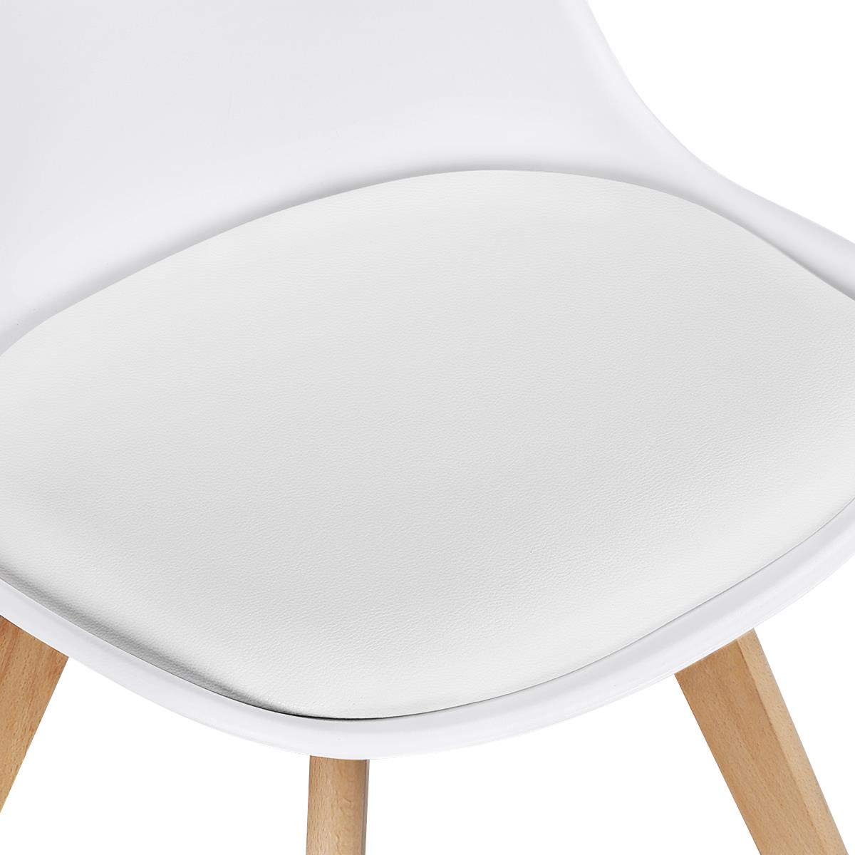 Yaheetech 4-Piece Modern Upholstered Dining Chairs Set with Soft Padded Seat, Beech Wood Legs - White DSW Eiffel Inspired Accent Chairs for Home, Restaurant & Office Use