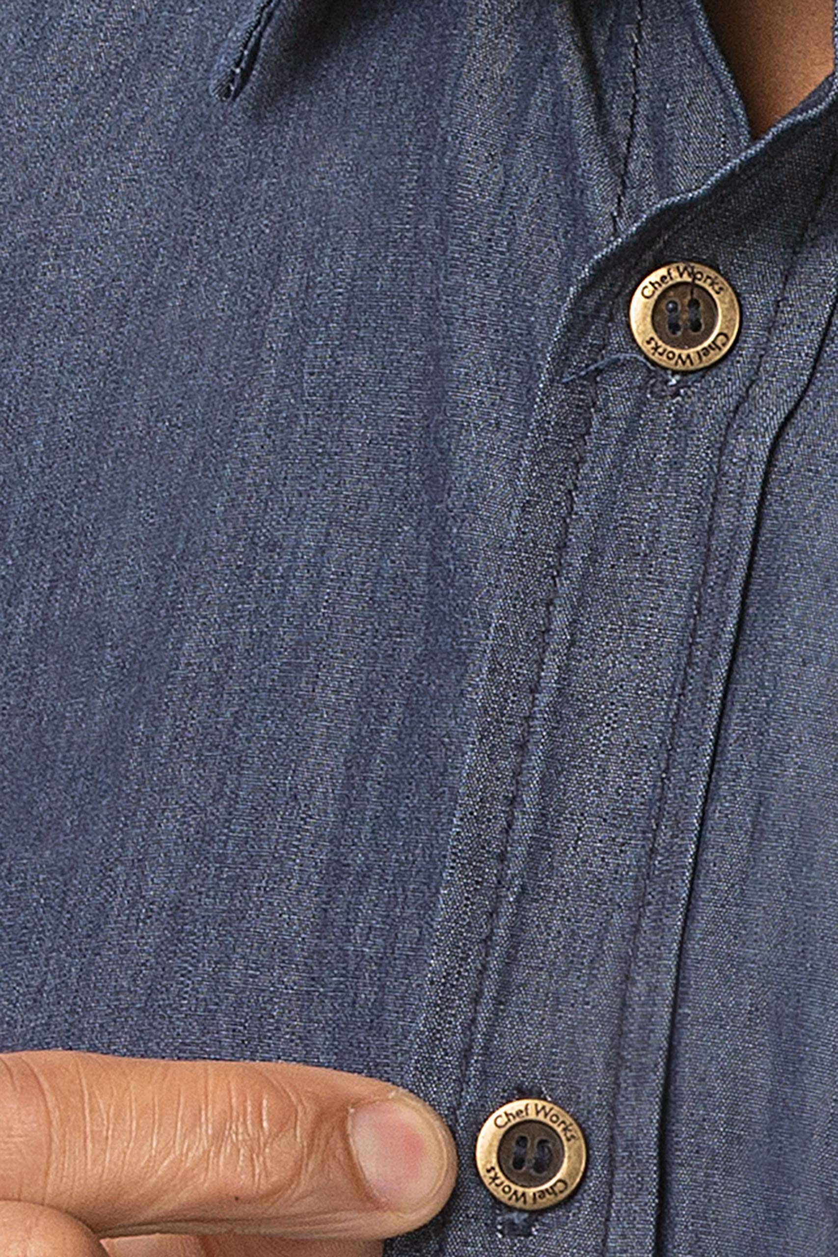 Chef Works Custom Embroidered Men's Detroit Short Sleeve Denim Shirt - Comfortable Workwear for Chefs, Bartenders & Restaurant Staff - Perfect for Cooking, Serving & Professional Kitchen Use