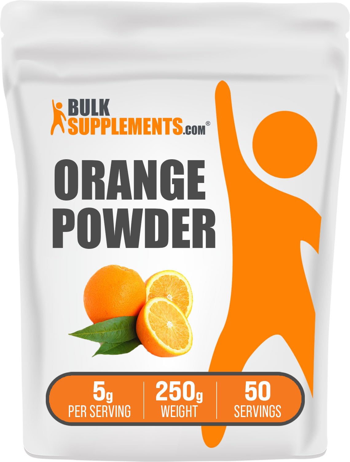BulkSupplements Pure Orange Fruit Powder - Natural Vitamin C Supplement, Gluten Free, 5g per Serving, 250g (8.8 oz) - Perfect for Smoothies, Baking & Healthy Drinks