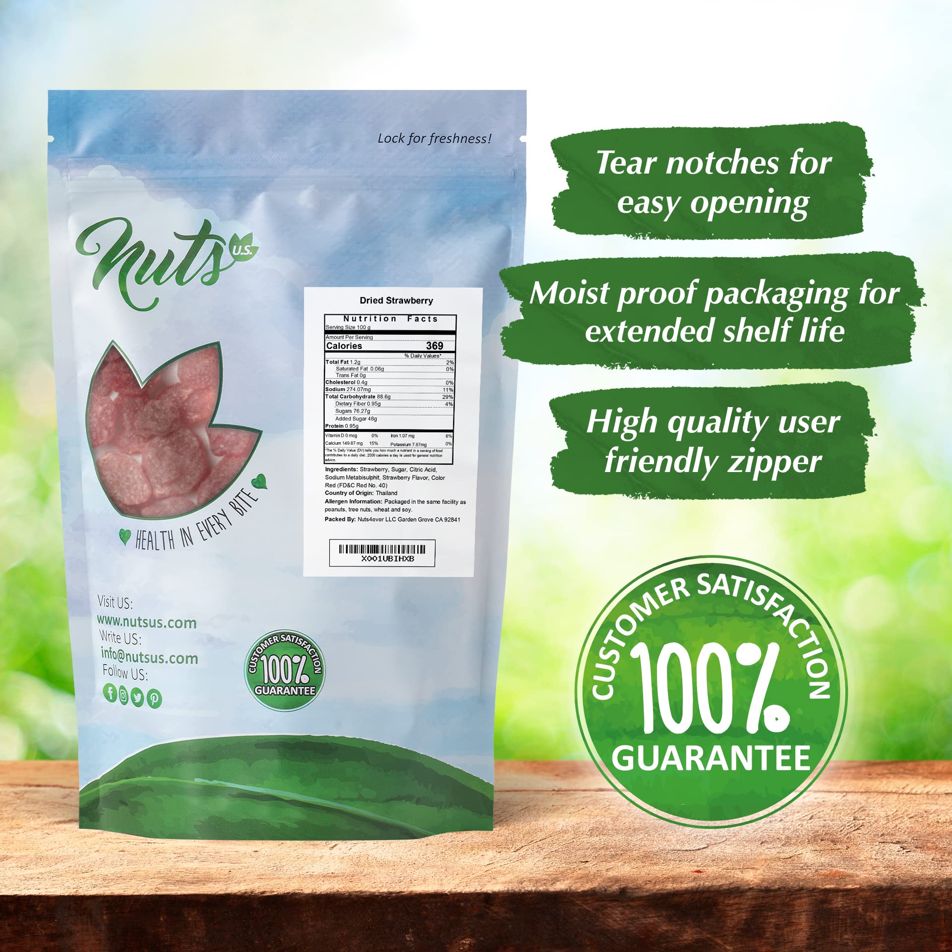 Sweet & Dehydrated Whole Candied Strawberries - Non-GMO Dried Fruit Snacks in Resealable Bag (2 LBS) - Perfect for Baking, Trail Mix & Healthy Snacking