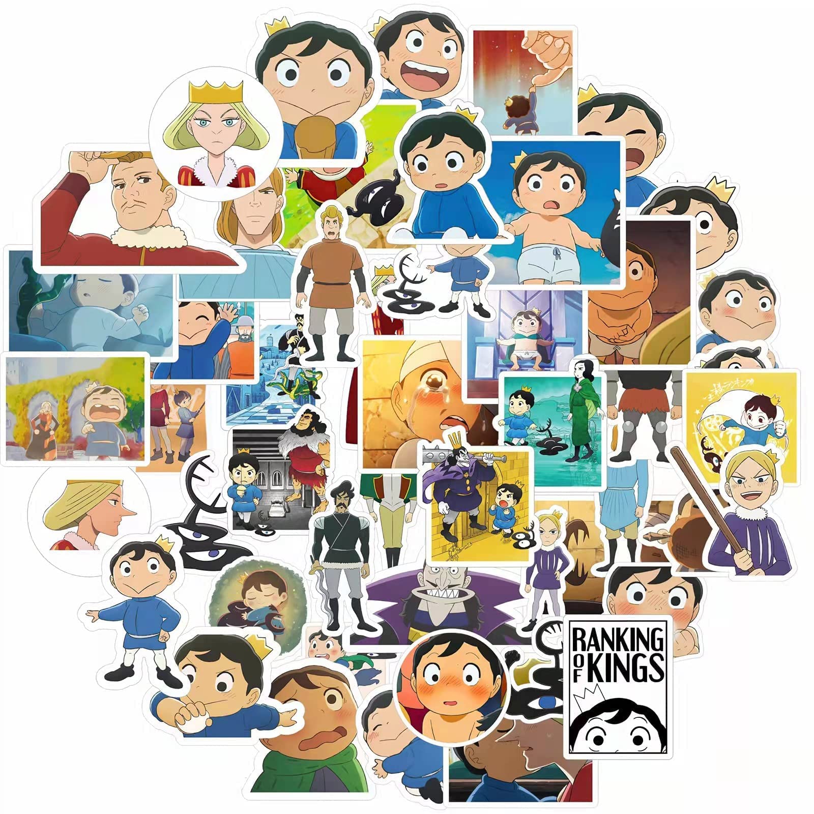 50pcs King's Ranking Stickers - Cute Cartoon Waterproof Vinyl Decals for Water Bottles, Laptops, Luggage & Bikes | Durable, Adorable Stickers for Kids & Adults | Perfect for School, Office & Travel Use