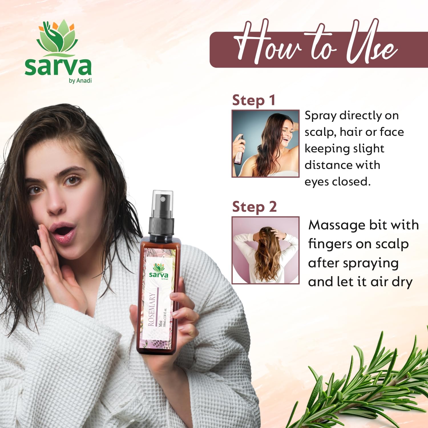 100% Pure Natural Rosemary Water Spray for Hair Growth & Scalp Care | Hydrosol Hair Mist to Strengthen Hair, Reduce Itching & Breakage | Controls Hair Fall for Men & Women | 100ml | Perfect for Daily Hair Routine, Travel & Salon Use