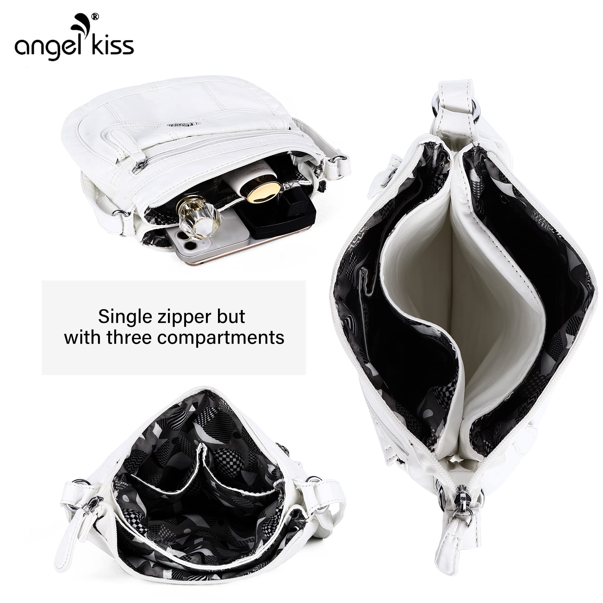 Angelkiss Small Leather Crossbody Bag for Women - Adjustable Shoulder Strap Hobo Purse - Perfect for Daily Use, Travel & Shopping