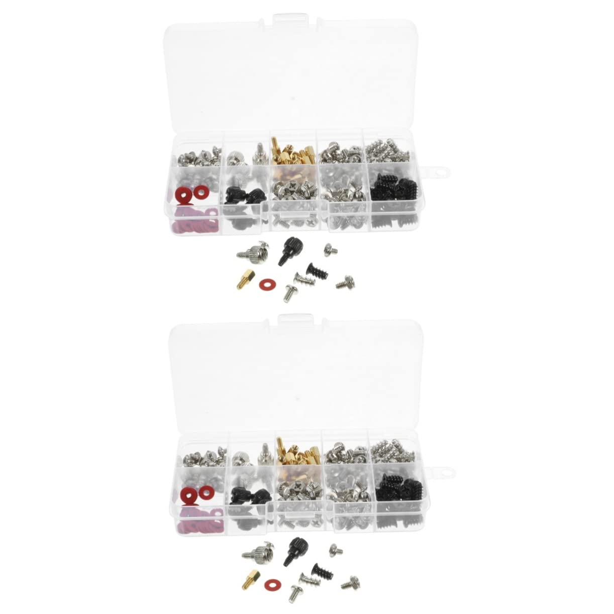 2 Sets Computer Case Screws Kit - Flat Head Small Wood & Drilling Screws for Motherboard, Fan & PC Parts - Carbon Steel Nickel Plated (Perfect for PC Building, Repair & DIY Electronics Projects)