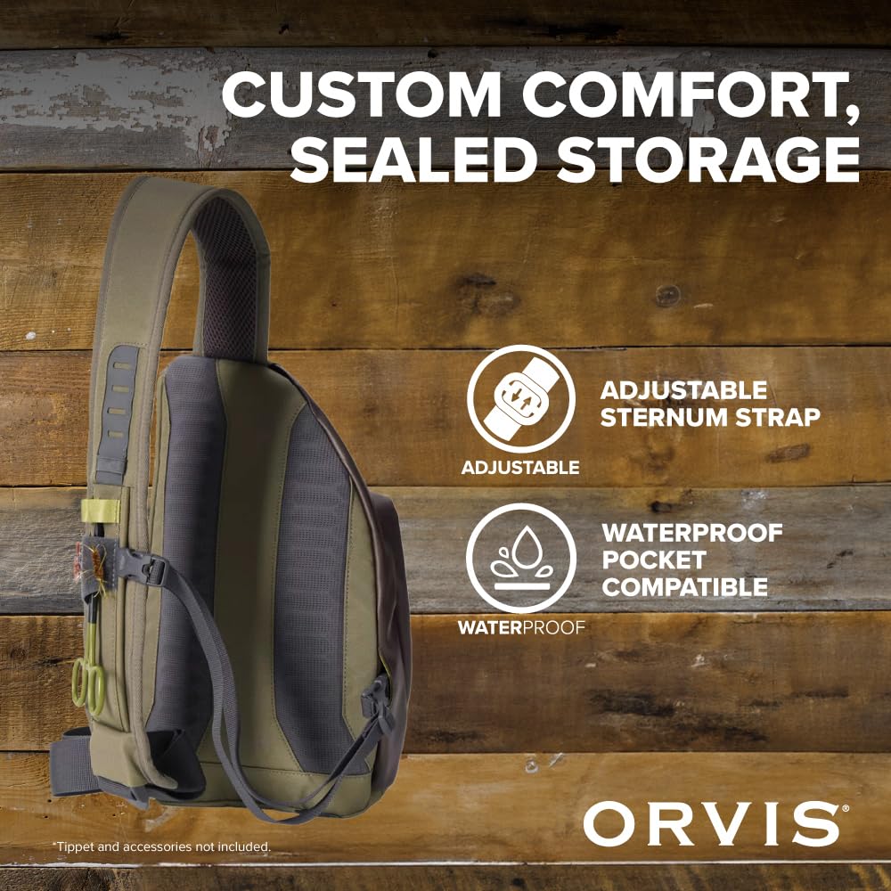 Orvis Mini Sling Pack (26B2) - 5L Recycled ECO CORDURA Shoulder Strap Tackle Backpack for Fly Fishing - TPU Coated, Dustproof & Durable - Perfect for Outdoor Adventures & Fishing Gear Storage
