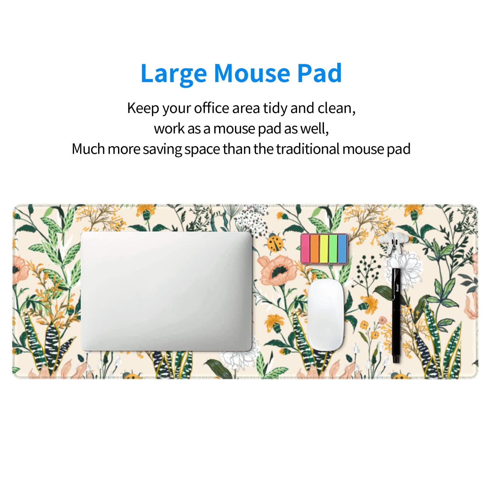 Floral Stitched Edge Mouse Pad - Extra Large 31.5