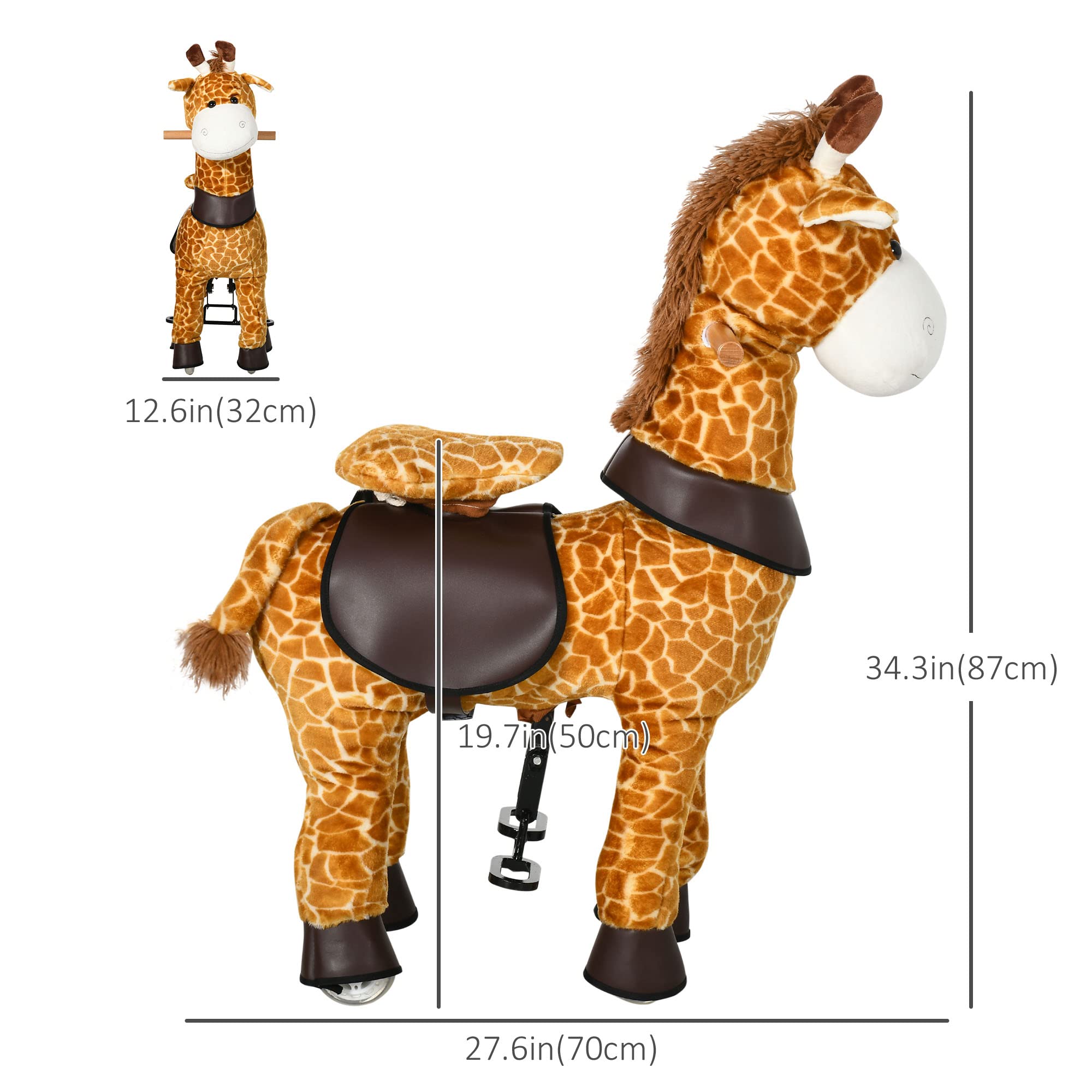 Qaba Rocking Horse for Toddlers - Giraffe Ride-On Pony Toy with Wheels for Kids Ages 3-6 Years - Yellow - Perfect for Indoor Play, Birthday Gifts & Early Childhood Development