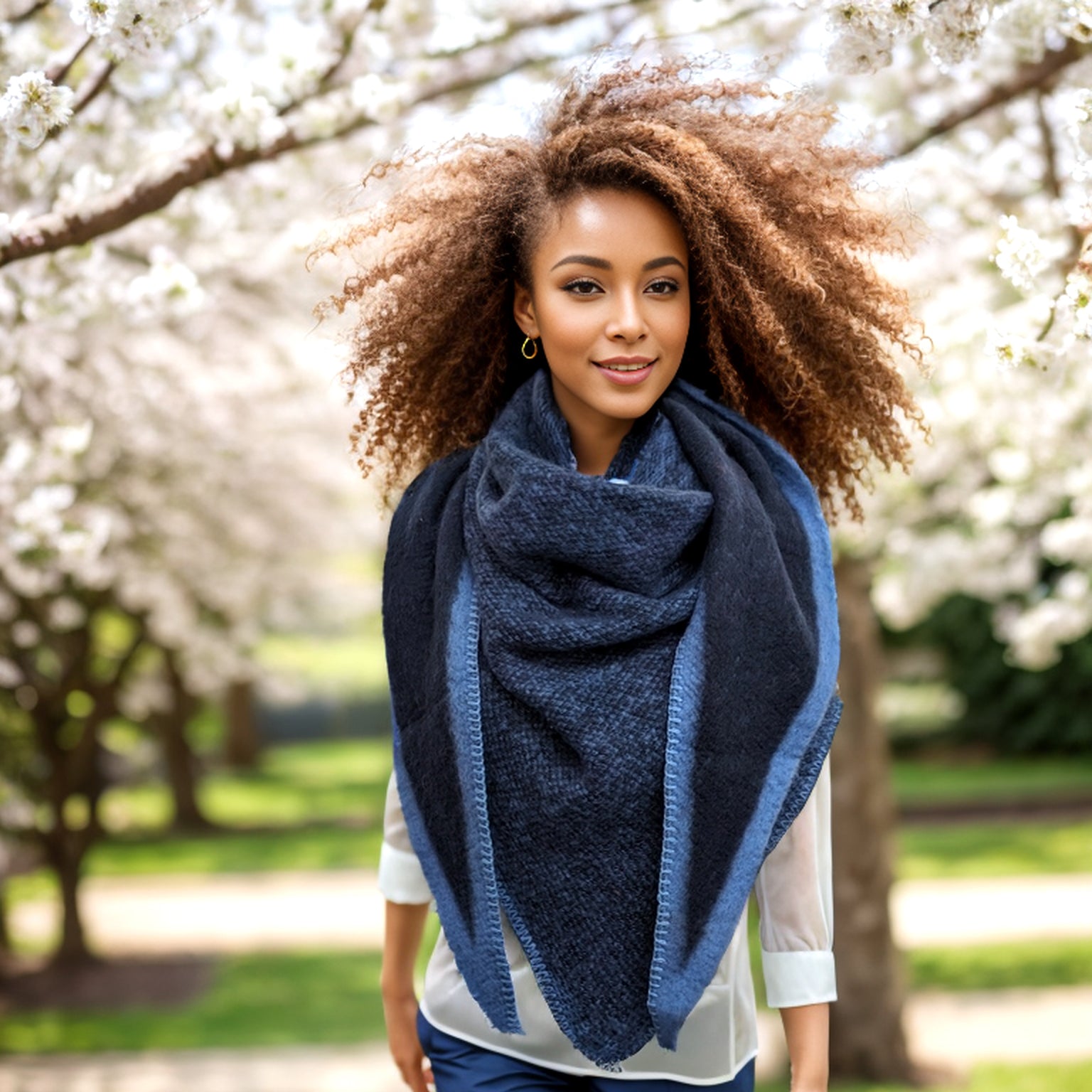 Enitsa Soft Wool Triangular Scarf (75x185cm) - Navy Blue Winter Wrap for Women & Men - Perfect for Cold Weather, Outdoor Activities & Fashion Accessories