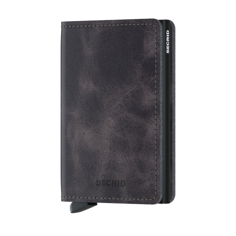 Slim Wallet for Men - Vintage Grey & Black Minimalist RFID Blocking Front Pocket Wallet | Perfect for Travel, Business & Everyday Use