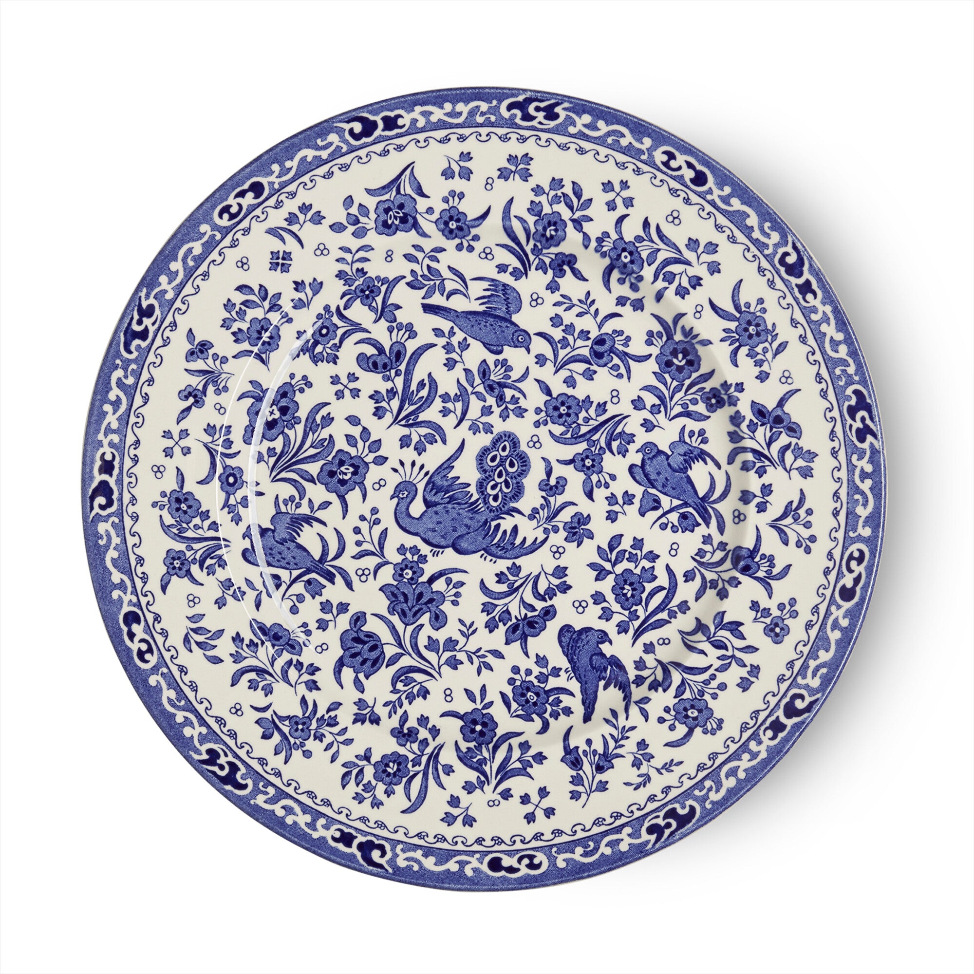 Burleigh Blue Regal Peacock Dinnerware Set - Elegant English Bone China Plates & Bowls - Perfect for Formal Dining, Tea Parties & Special Occasions