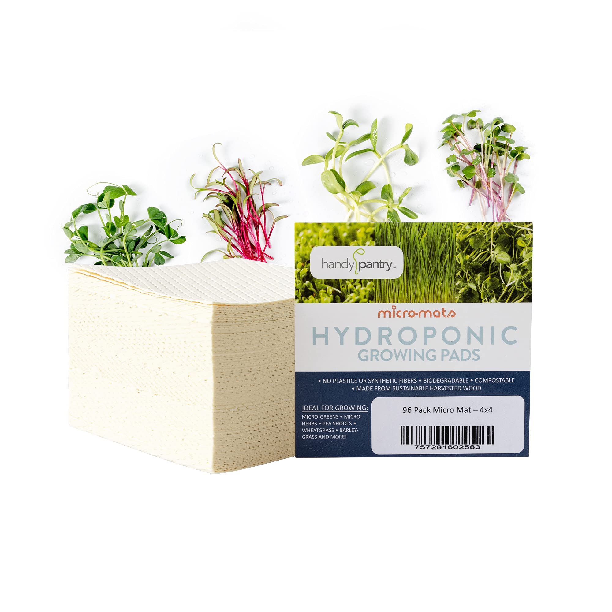 Organic Hydroponic Grow Pads for Wheatgrass & Microgreens - Handy Pantry Micro-Mat Minis 4