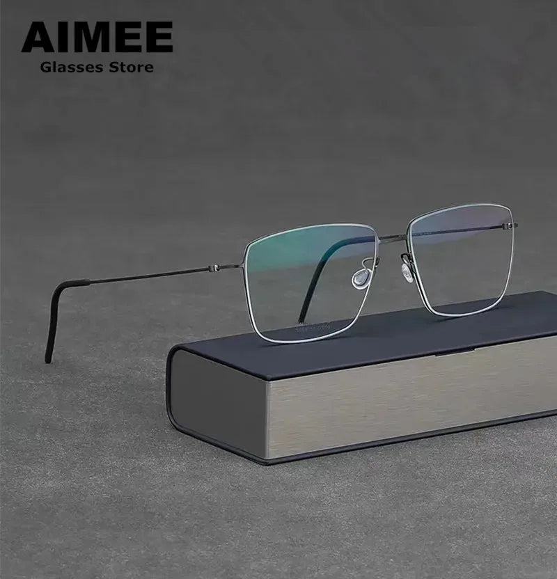Aimee Unisex Rimless Square Screwless Titanium Eyeglasses 85508 - Lightweight Durable Frame for Reading, Computer Work & Everyday Wear